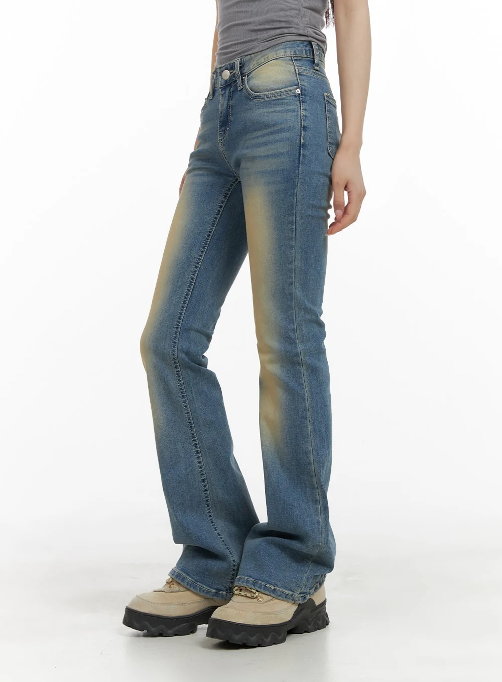 Slim Fit Washed Bootcut Jeans CA402 - Image 3