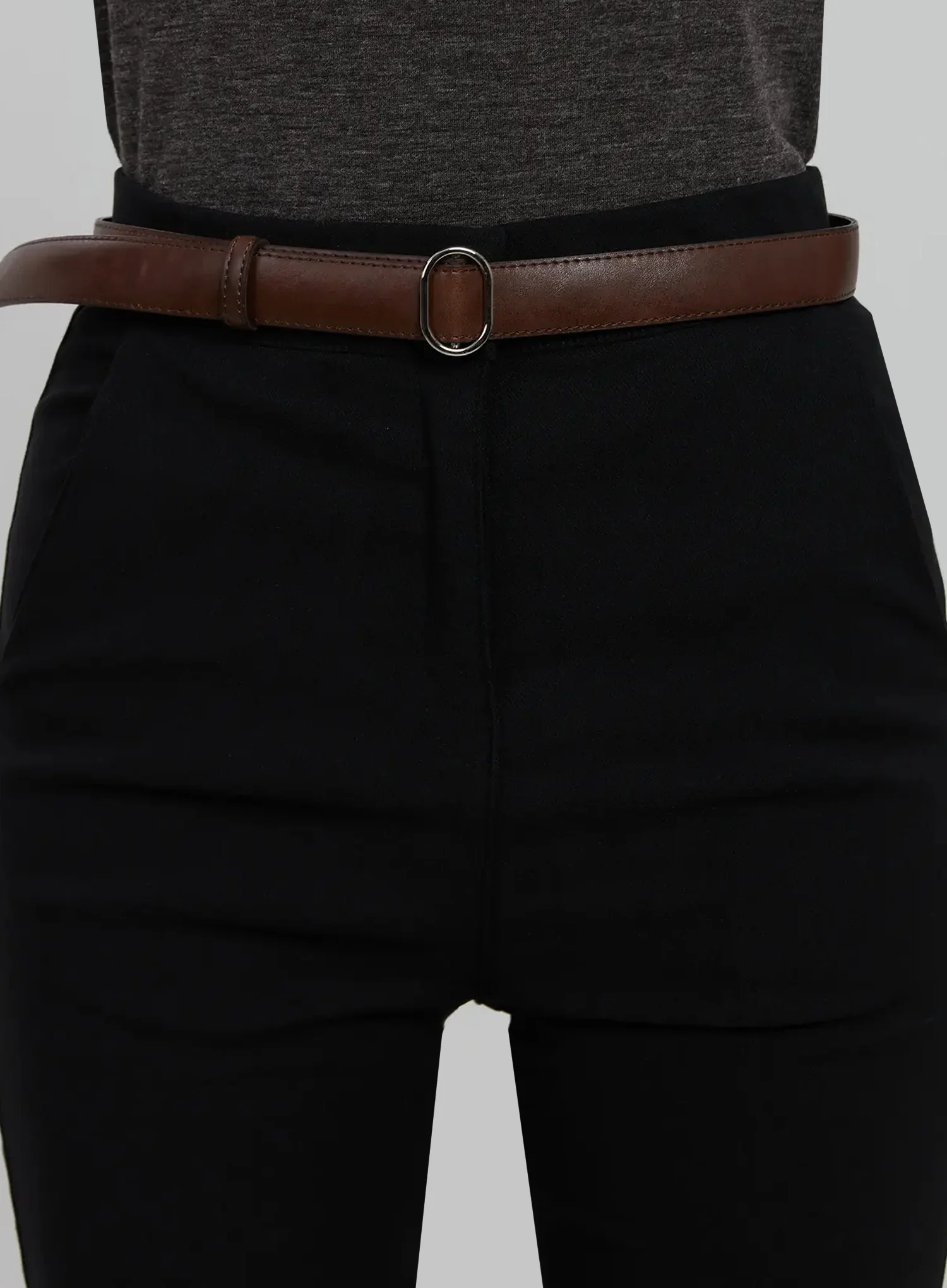 Slim Oval Buckle Belt IJ509