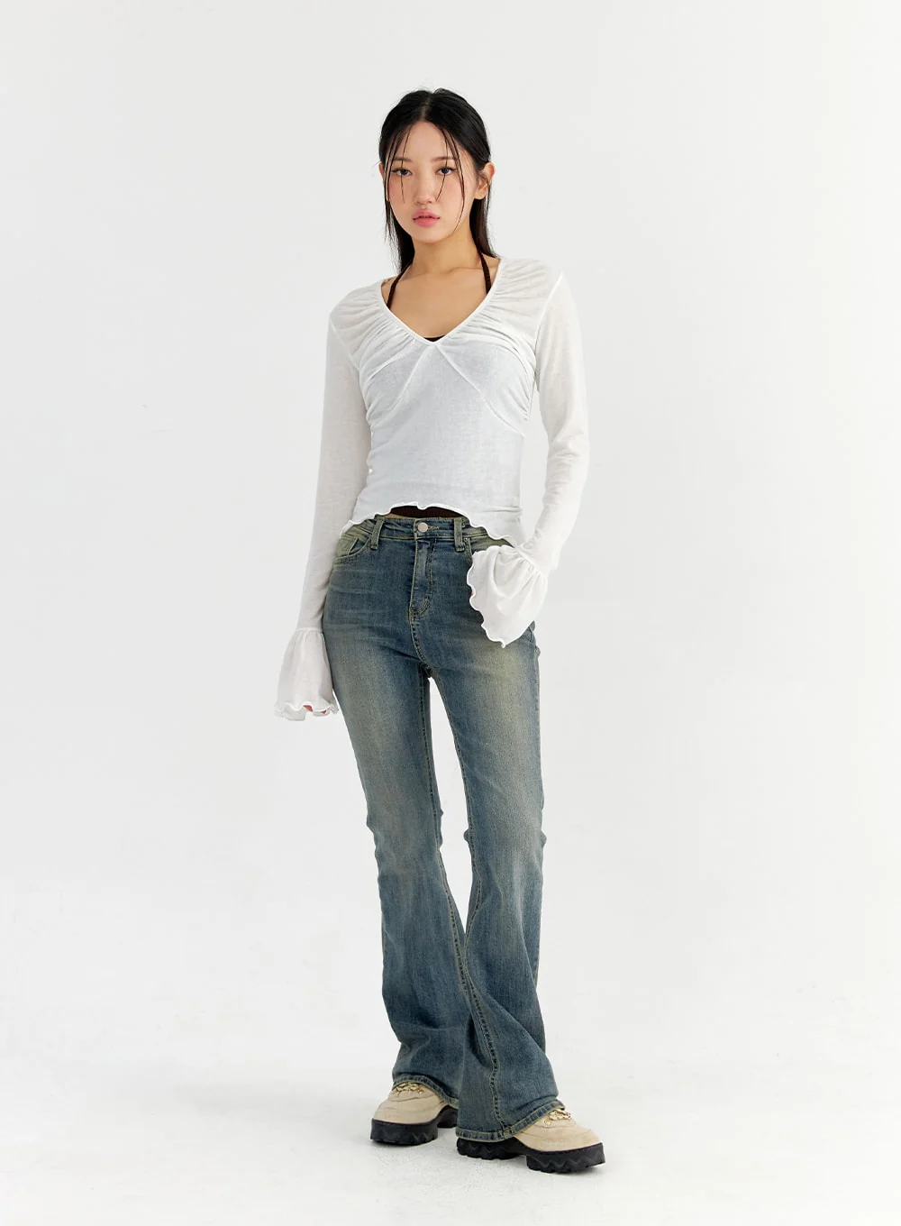 Slim Washed Bootcut Jeans CO327 - Image 3