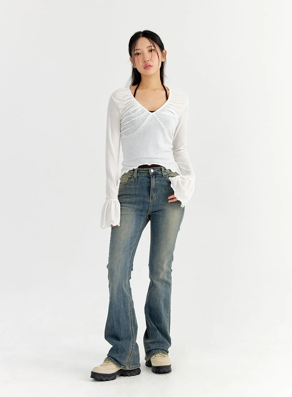 Slim Washed Bootcut Jeans CO327 - Image 4