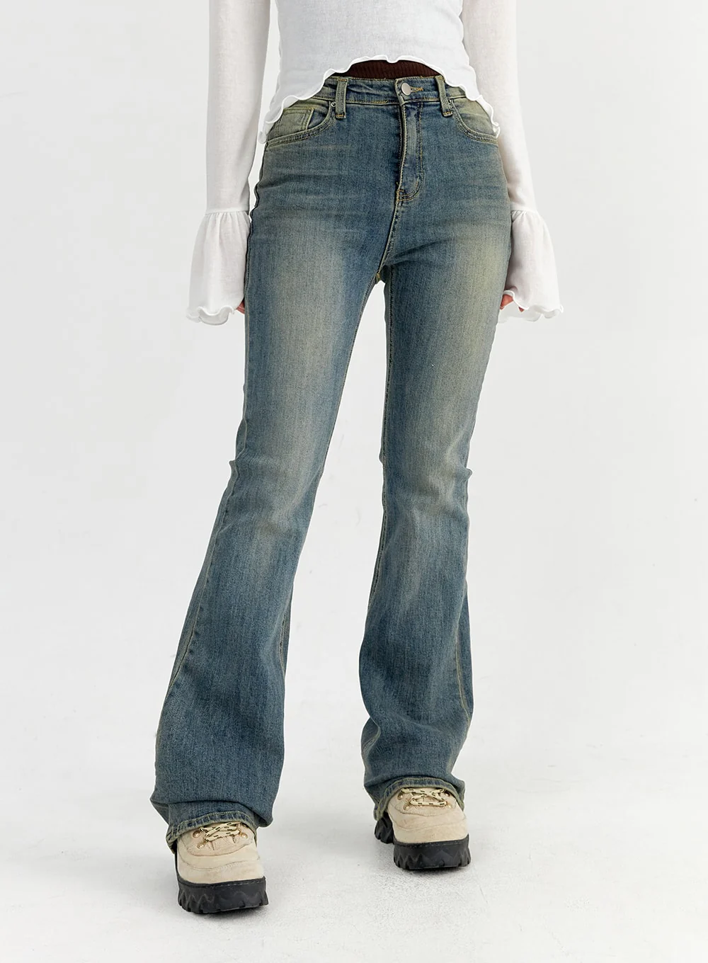 Slim Washed Bootcut Jeans CO327 - Image 5