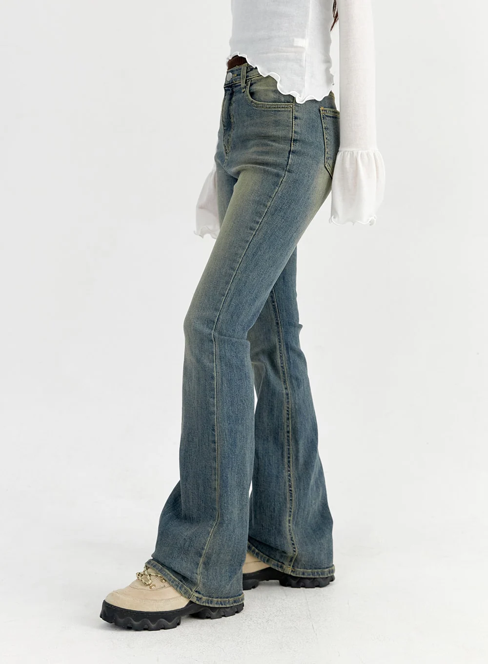 Slim Washed Bootcut Jeans CO327 - Image 6