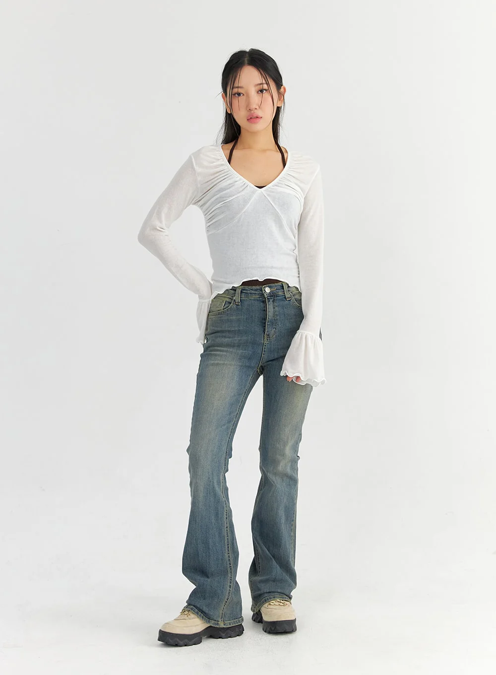 Slim Washed Bootcut Jeans CO327 - Image 7