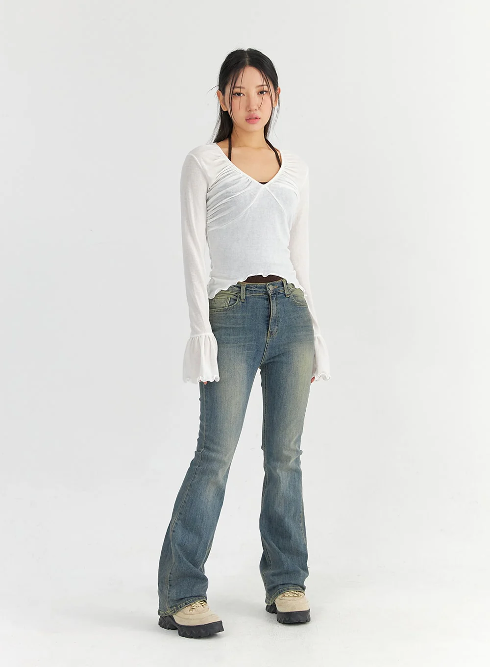 Slim Washed Bootcut Jeans CO327 - Image 8