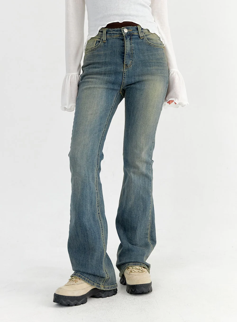 Slim Washed Bootcut Jeans CO327 - Image 9