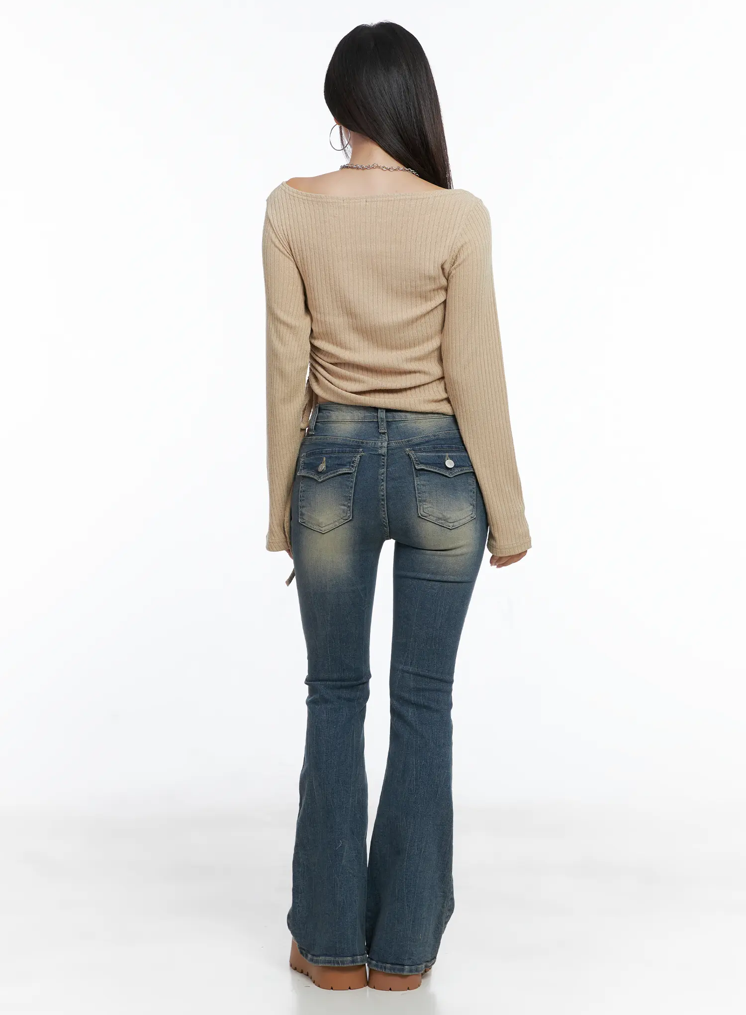 Sloan Vintage Hip Pad Flare Jeans CS502 - Image 8