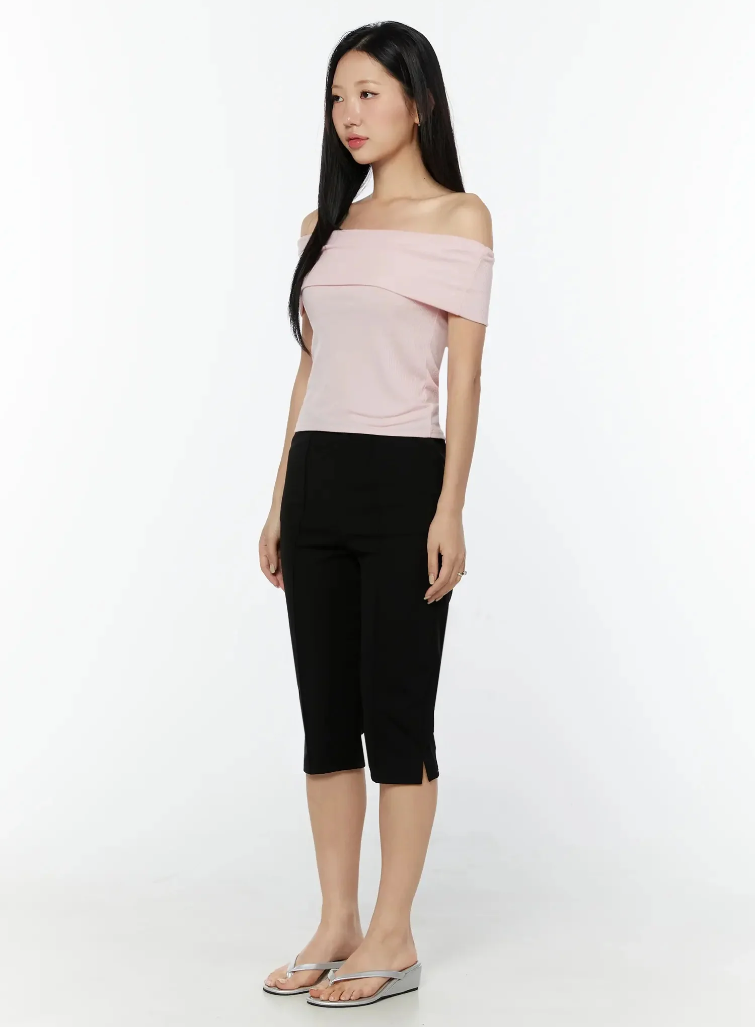Soft Ribbed Off-Shoulder Top IU522 - Image 4