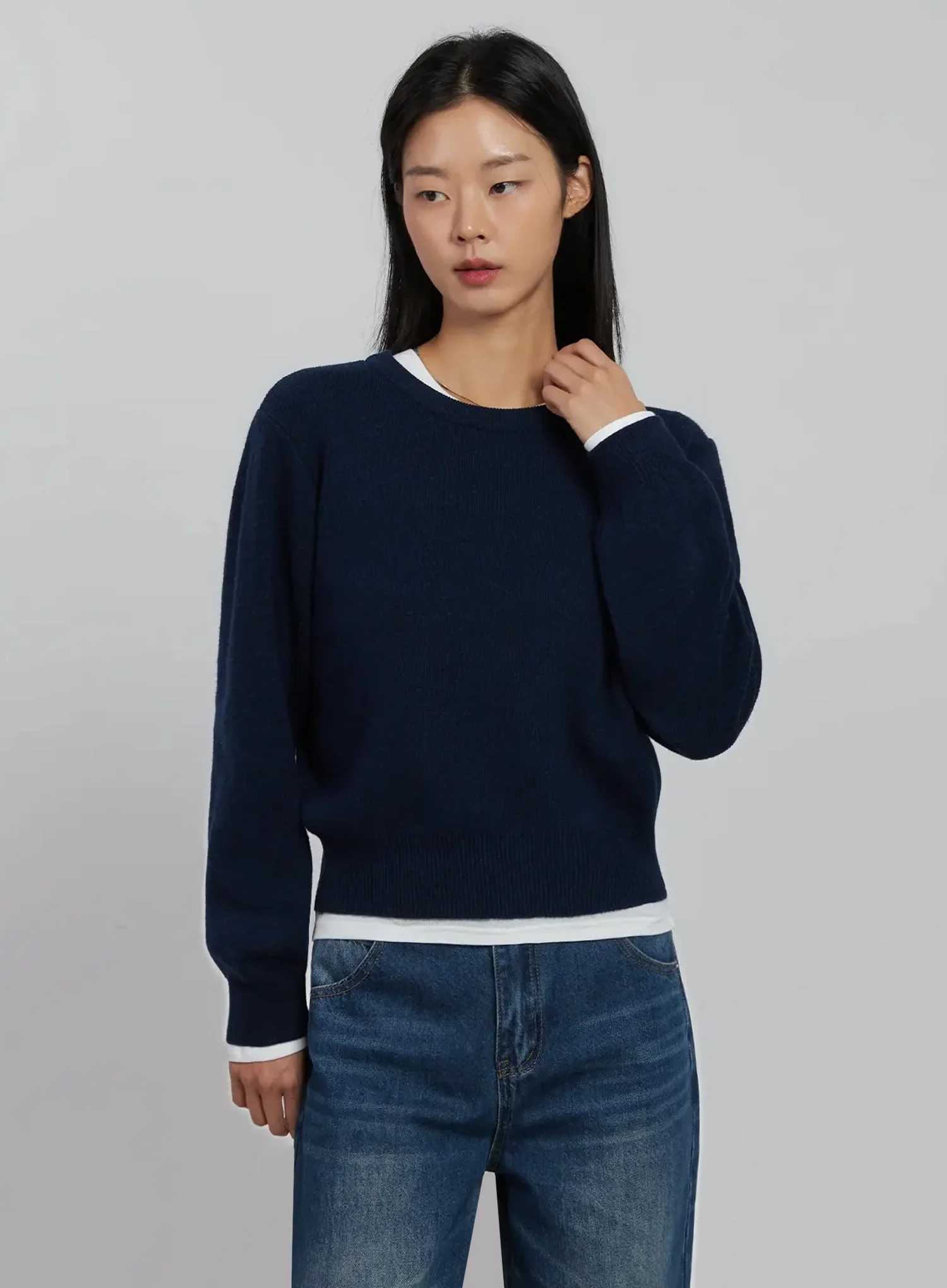 Soft Round Neck Knit Top IJ508 - Image 2