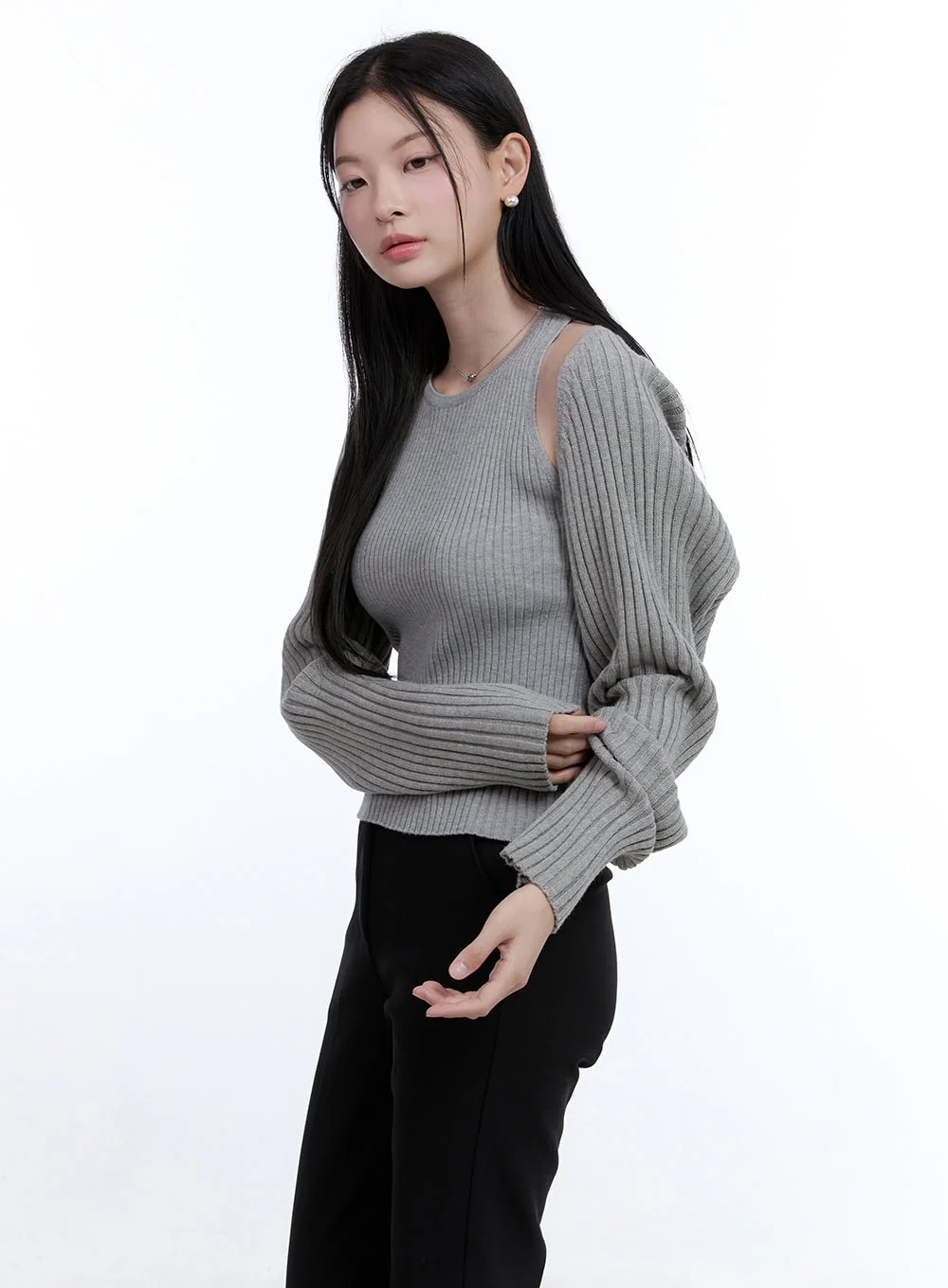 Solid Bolero Sleeve Top OO429 - Image 5