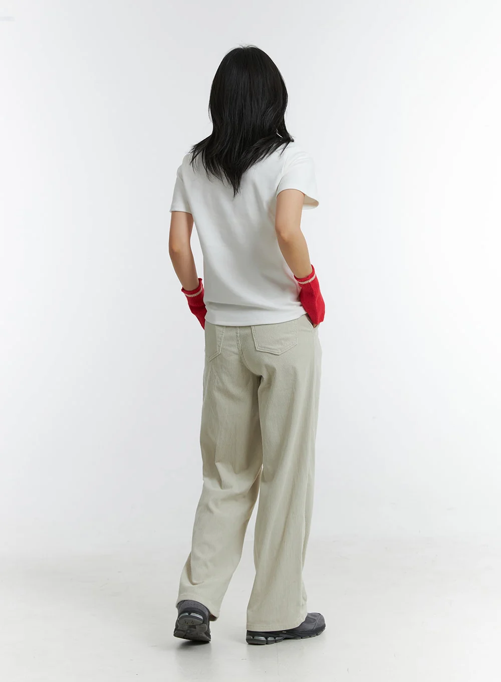 Solid Corduroy Straight Leg Pants OD318 - Image 5