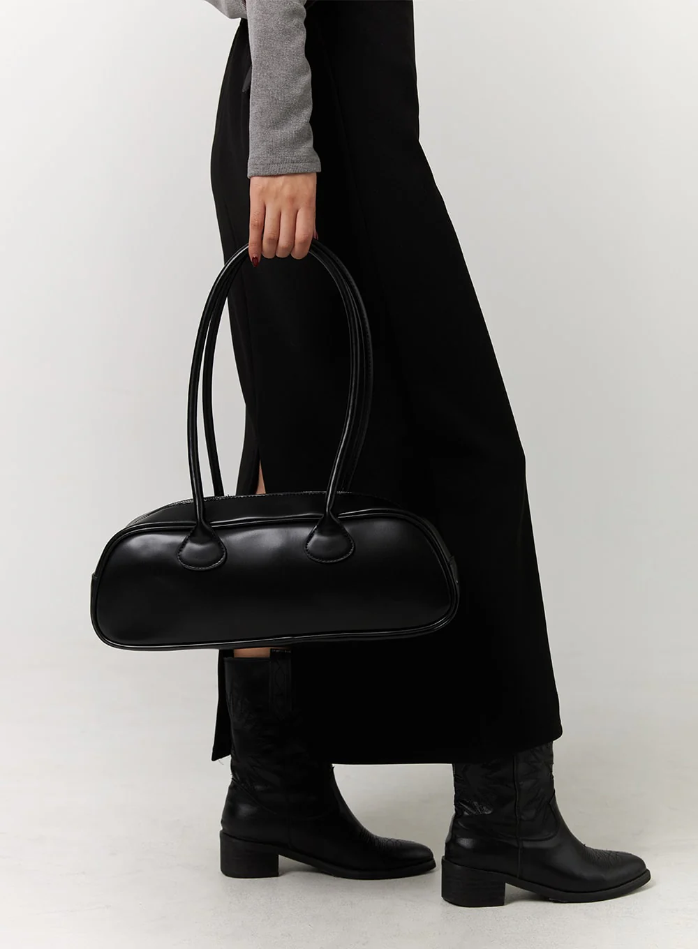 Solid Faux Leather Shoulder Bag CD329 - Image 3