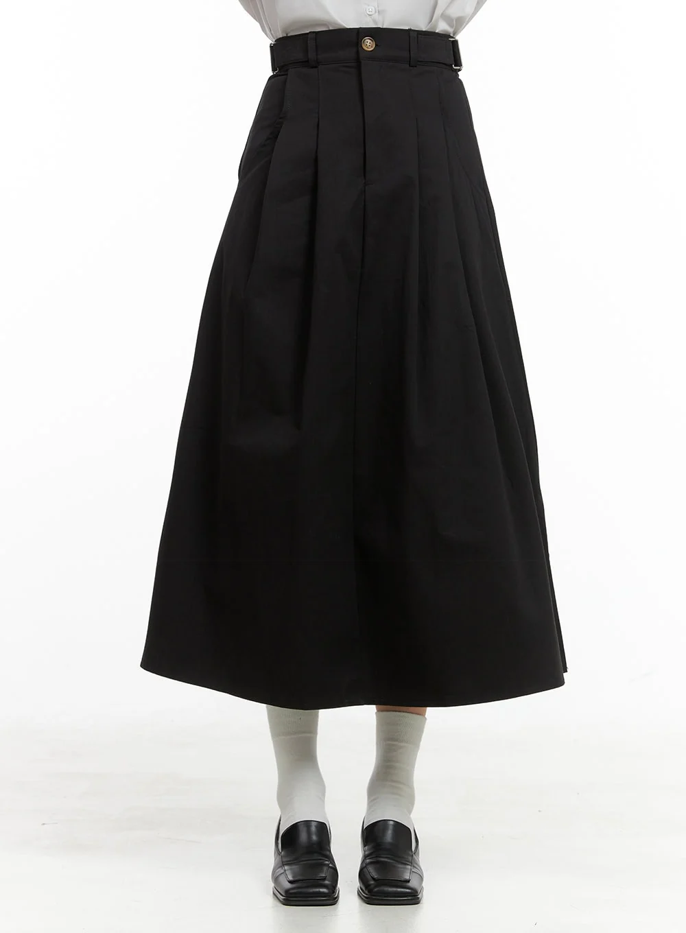 Solid Pintuck Cotton Maxi Skirt OG419 - Image 2