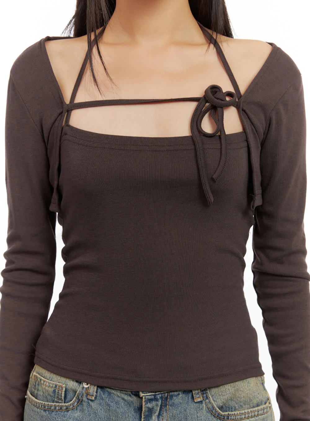 Solid Strap Bolero Cardigan and Cami Set IS427 - Image 4