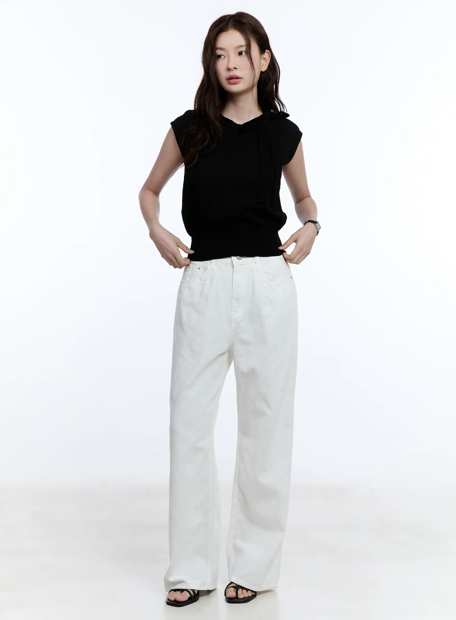 Solid Wide-Fit Pants CU513 - Image 3