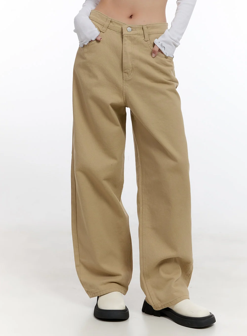 Solid Wide-Leg Trousers CN421