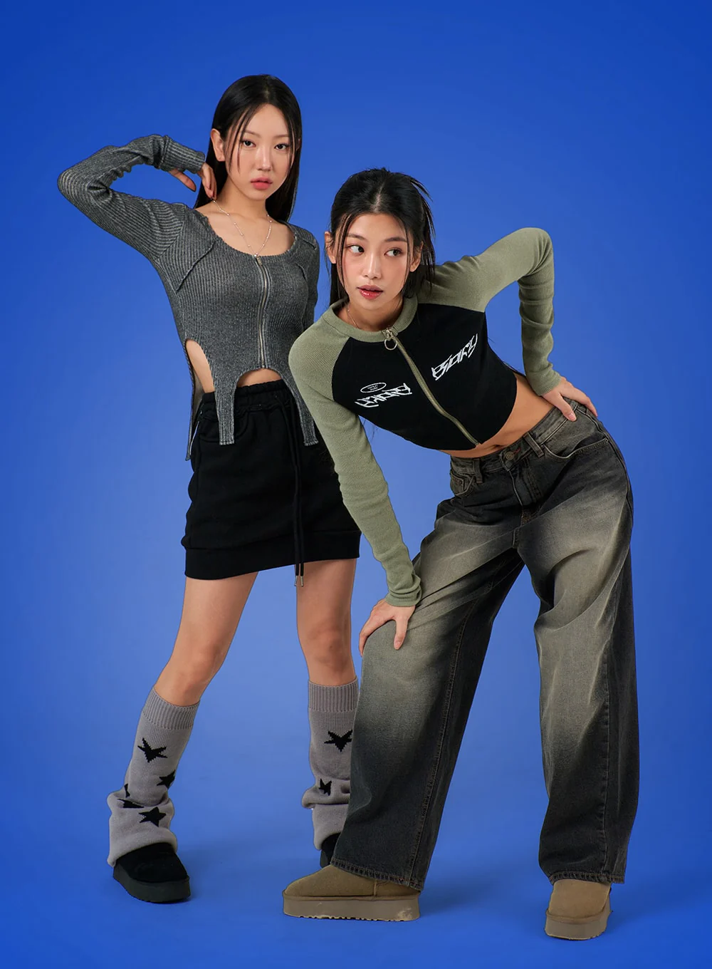 Solid Wool Blend Zip-Up Crop Top IJ402 - Image 5