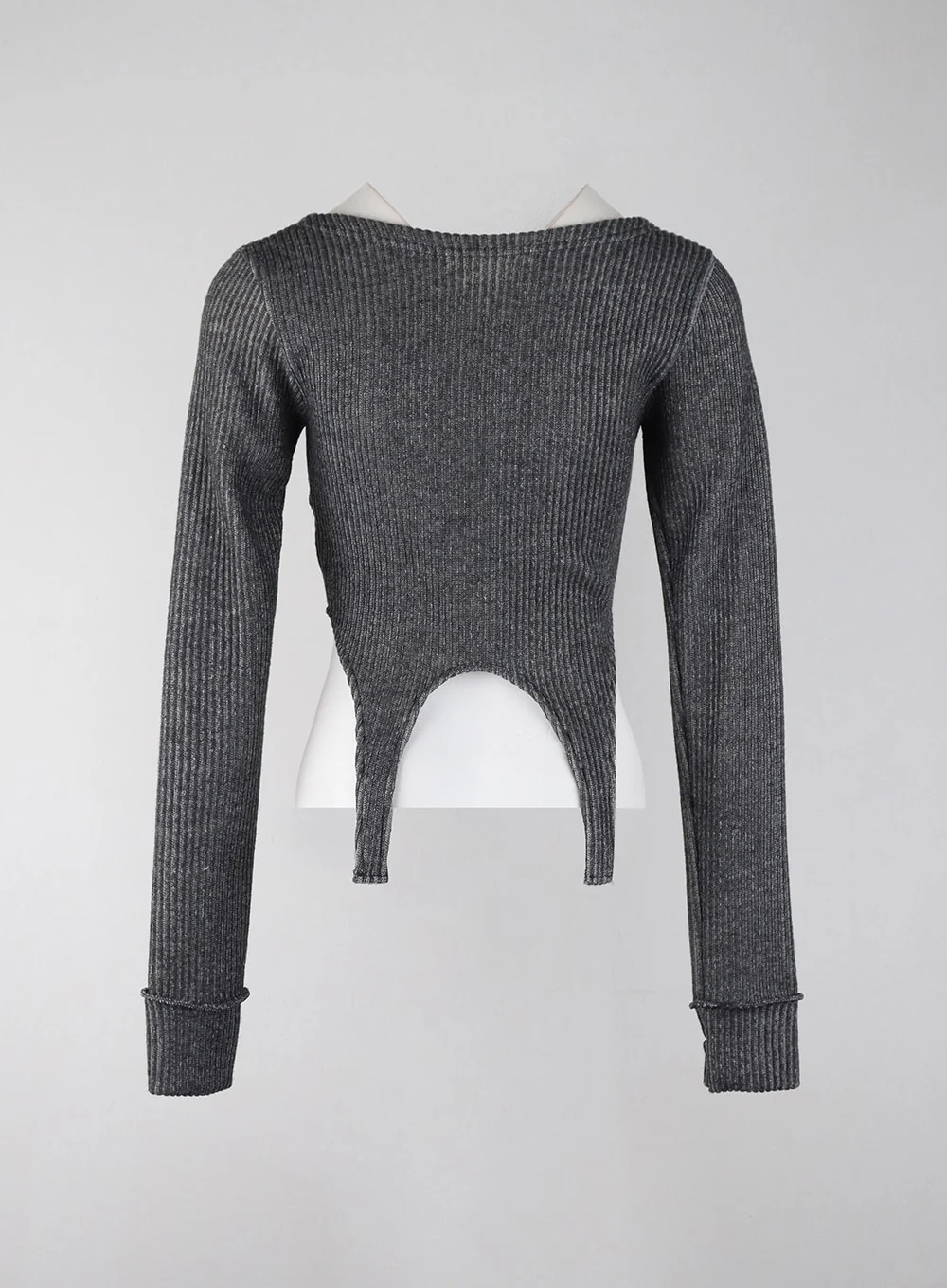 Solid Wool Blend Zip-Up Crop Top IJ402 - Image 7