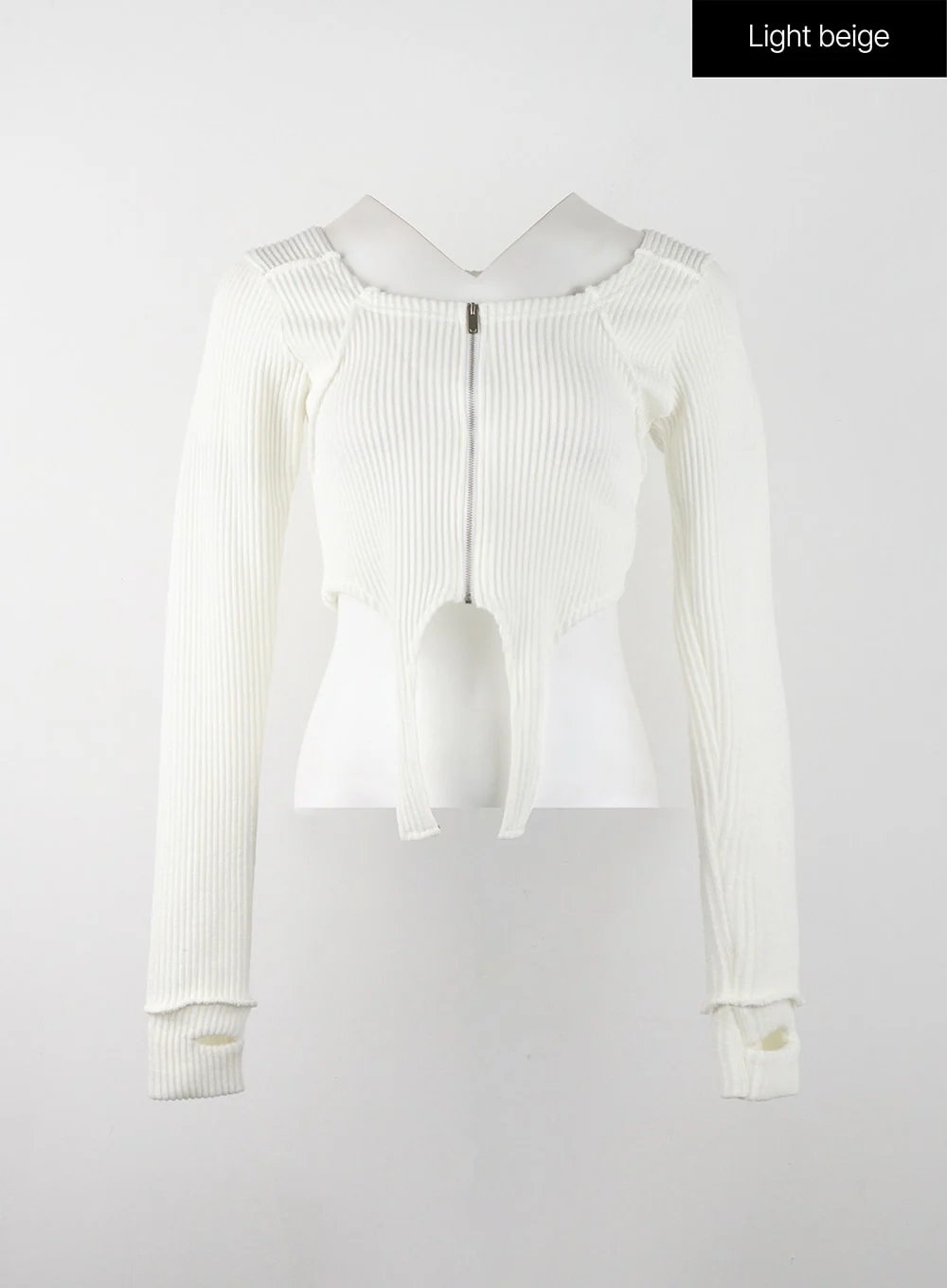 Solid Wool Blend Zip-Up Crop Top IJ402 - Image 8