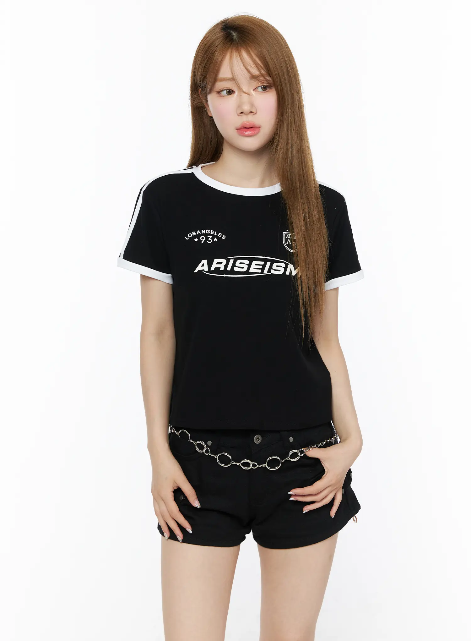 Sporty Contrast Color Tee CU511 - Image 6