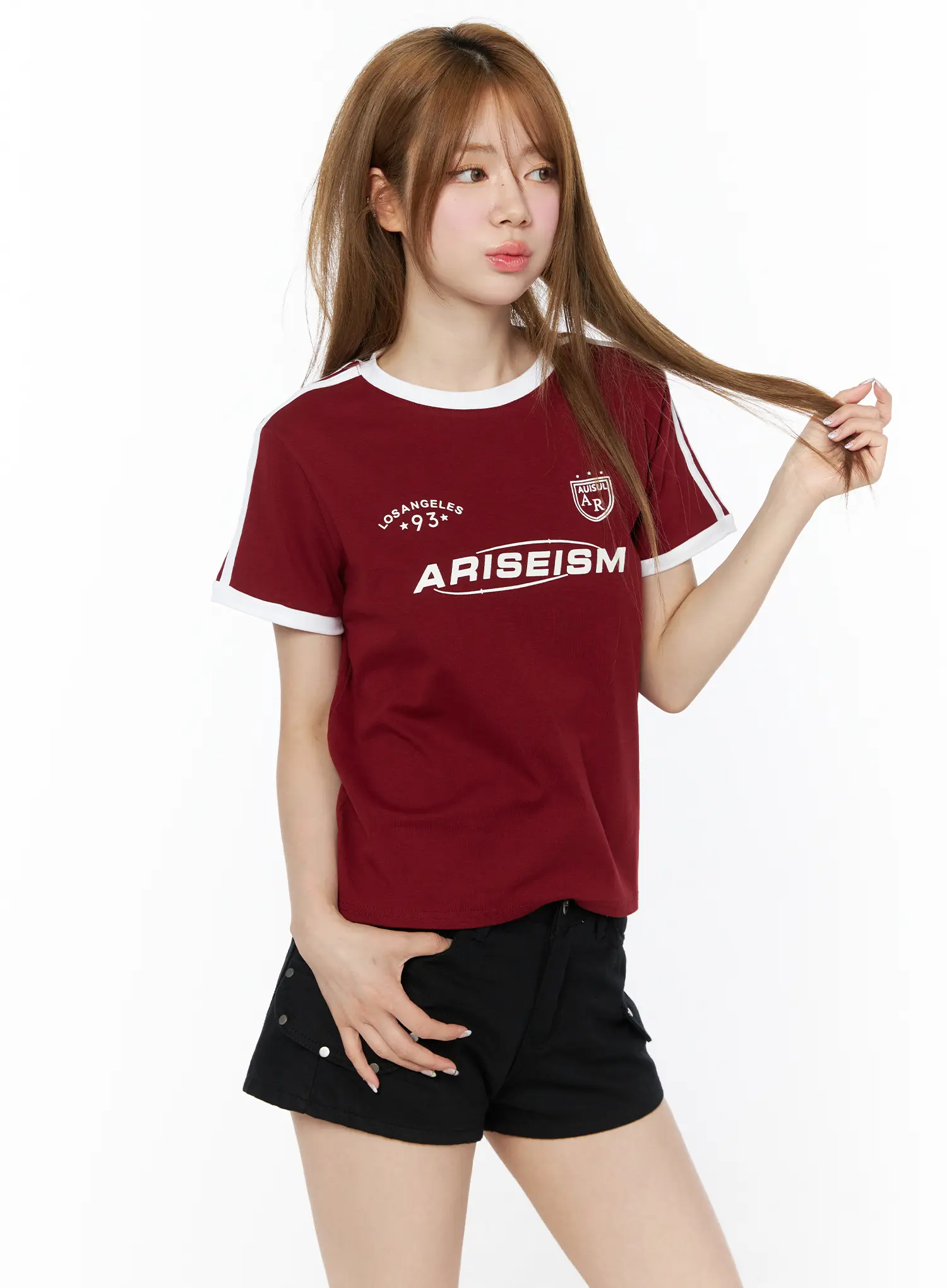 Sporty Contrast Color Tee CU511 - Image 8