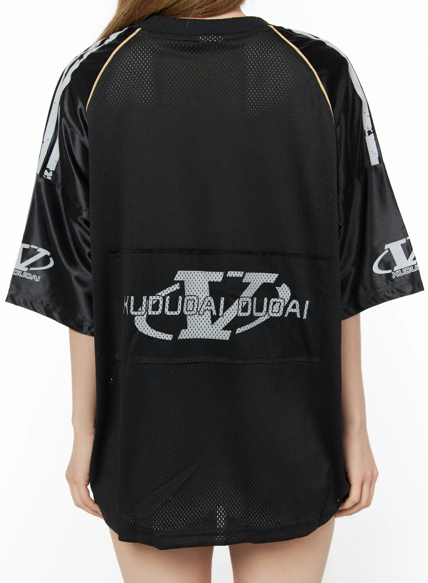 Sporty Oversized V-Neck Jersey Tee CU511 - Image 10
