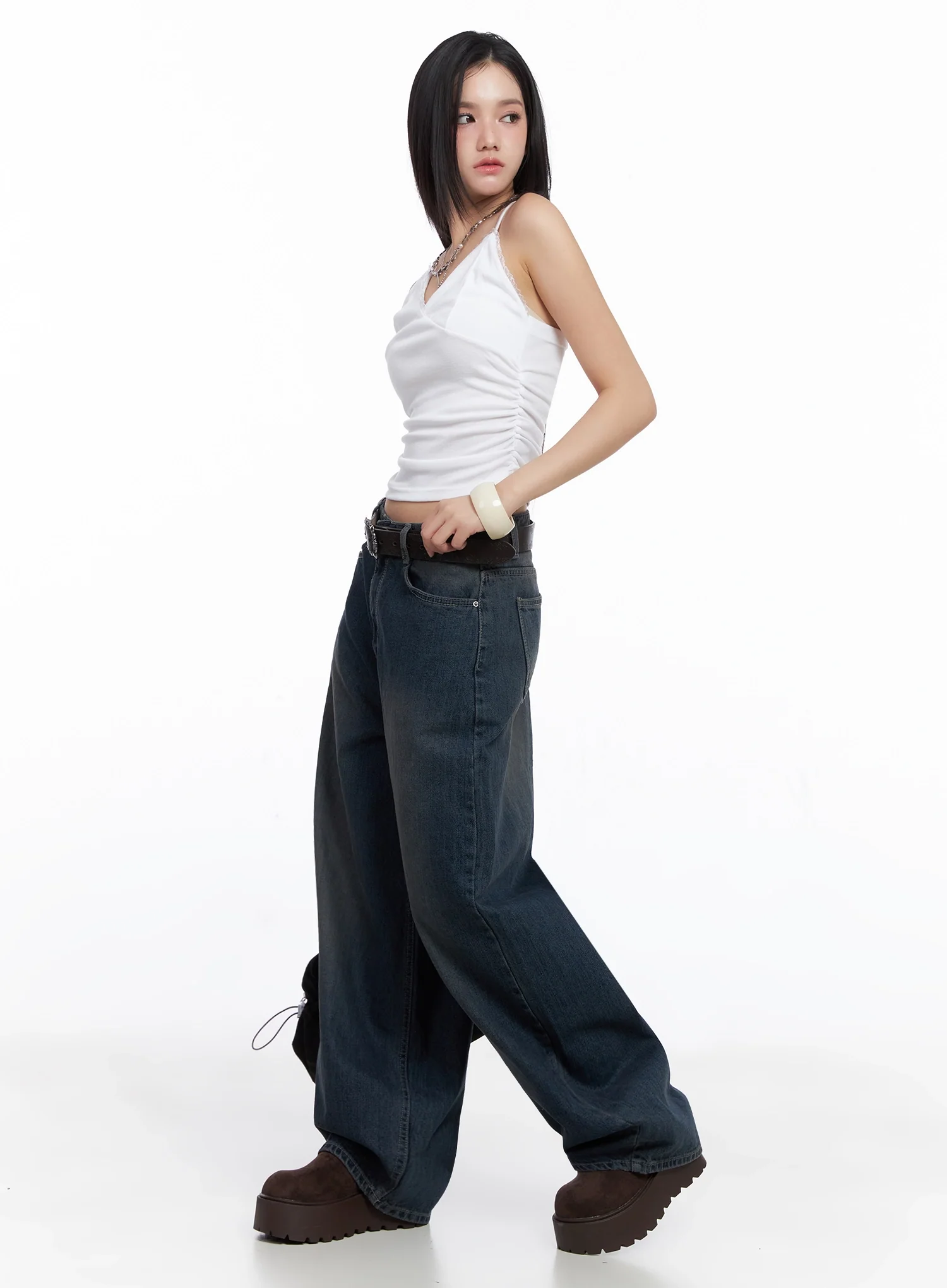 Square Buckle Faux Leather Belt IS525 - Image 9