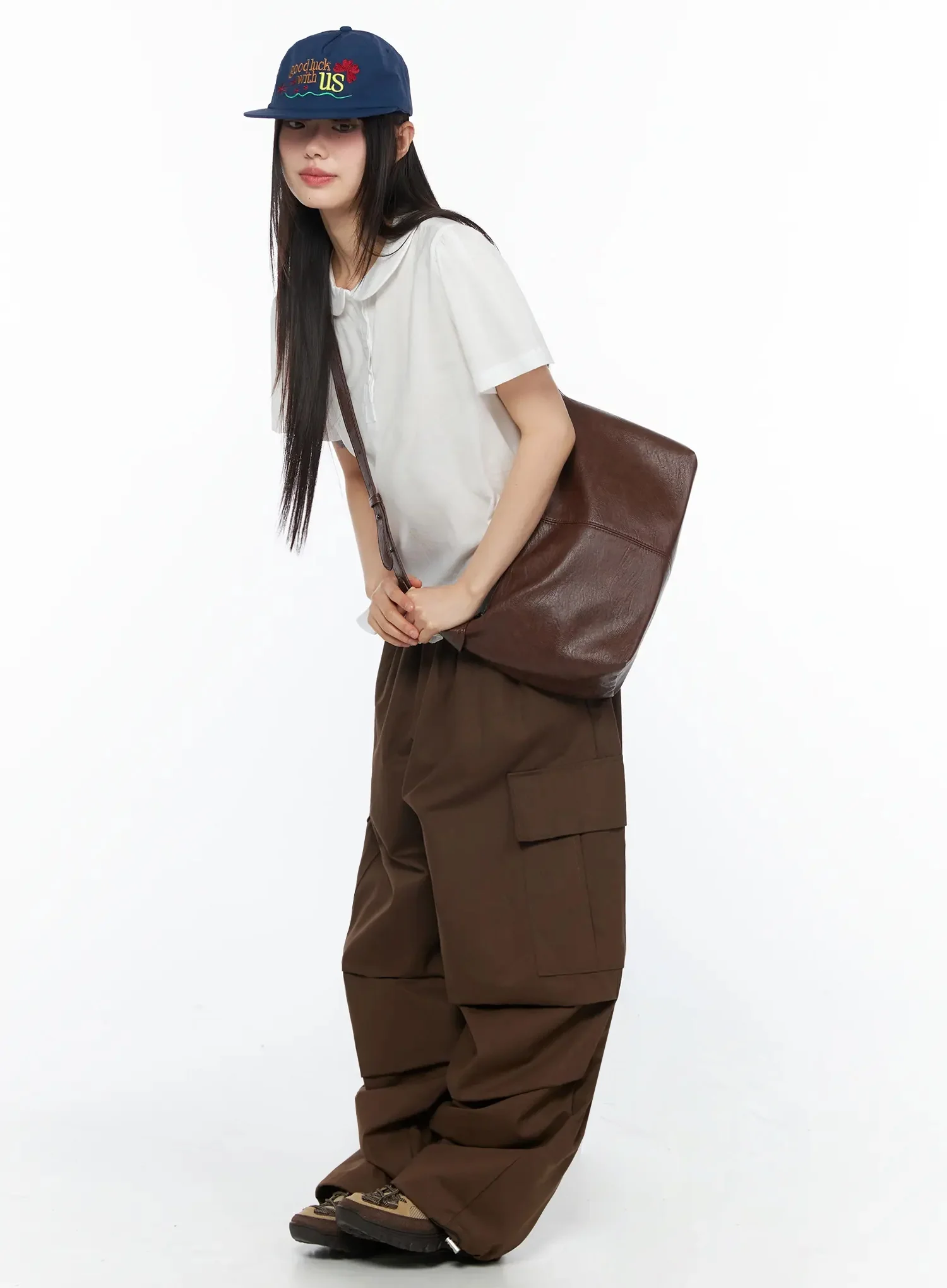 Square Faux-Leather Crossbody Bag IY526 - Image 4
