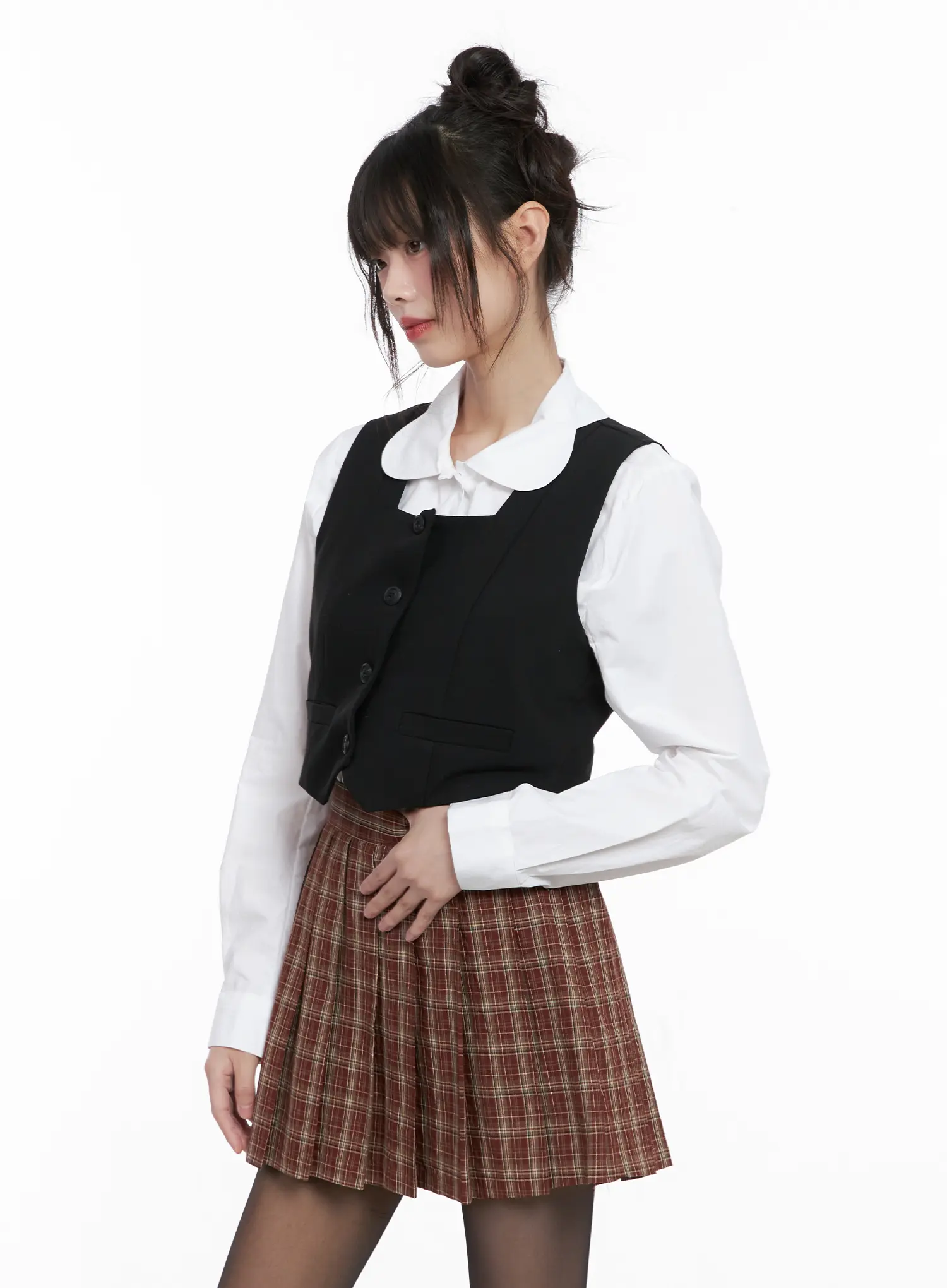 Square Neck Button Crop Vest CG519 - Image 4