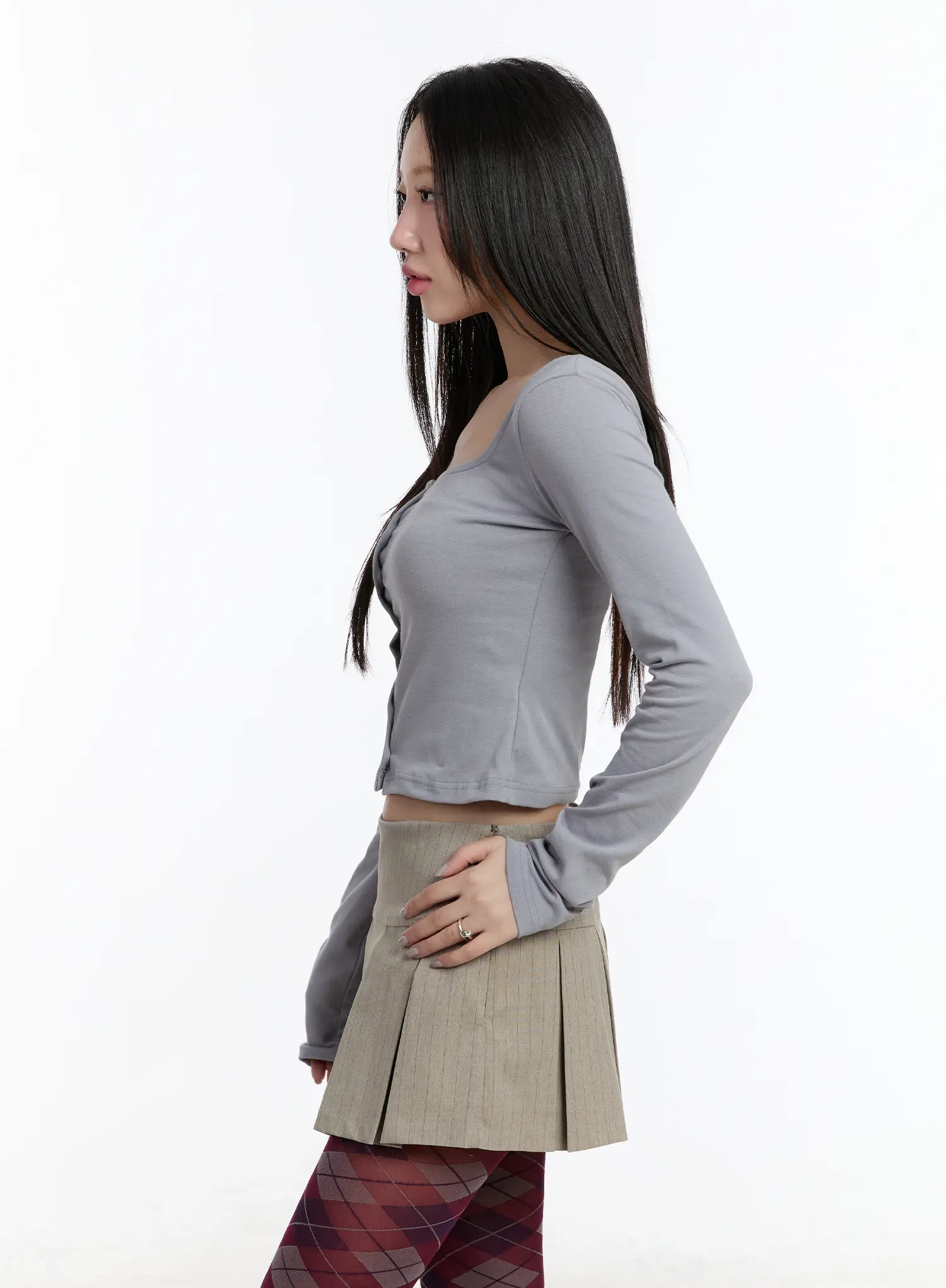 Square Neck Button-Up Crop Cardigan CM511 - Image 6