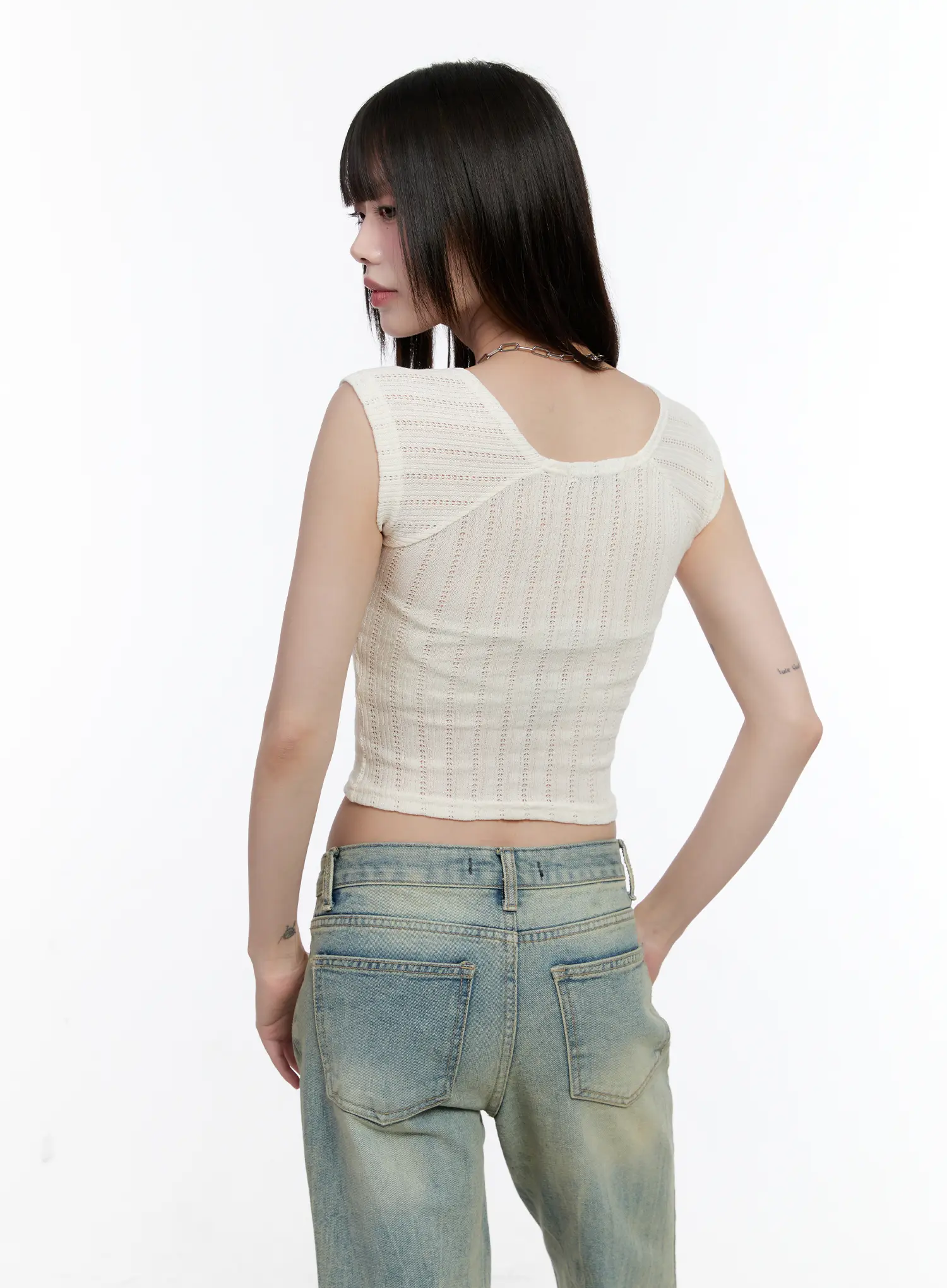 Square-Neck Cap-Sleeve Crop Top CL504 - Image 8