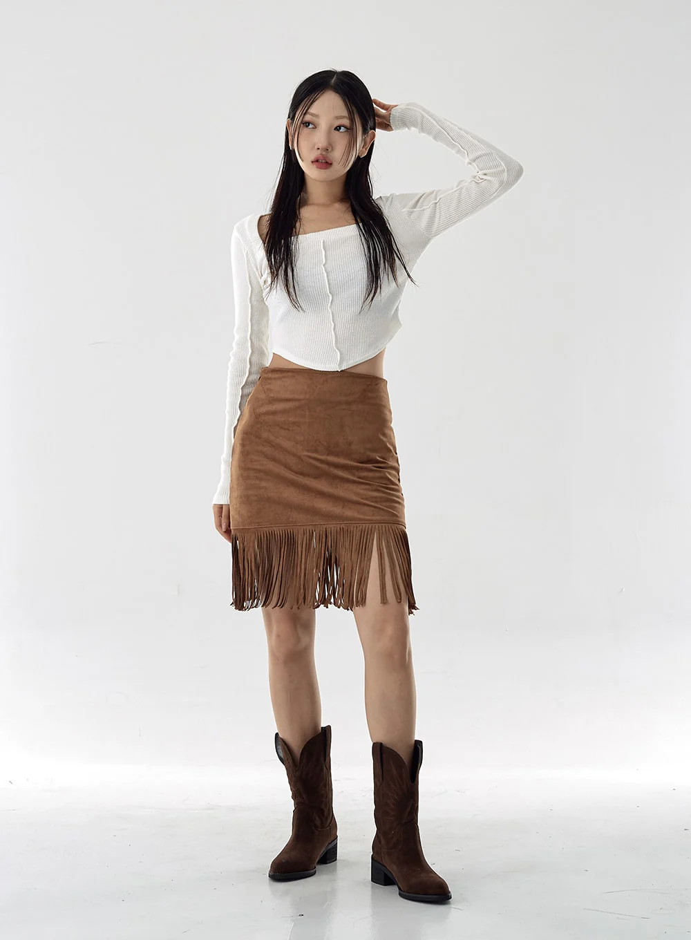 Square Neck Crop Long Sleeve Shirt CG16 - Image 12