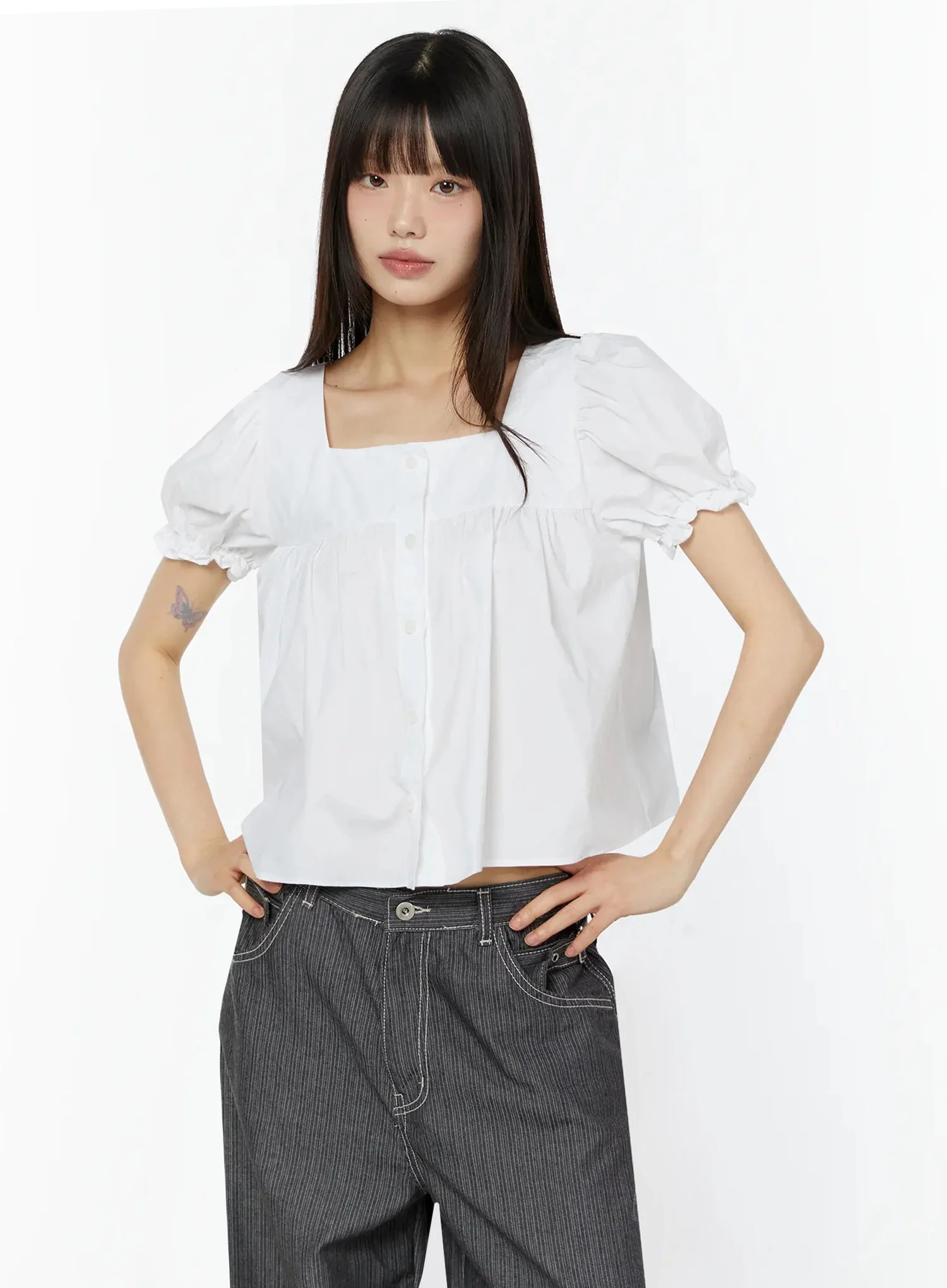 Square Neck Puff Sleeve Blouse IU518 - Image 12