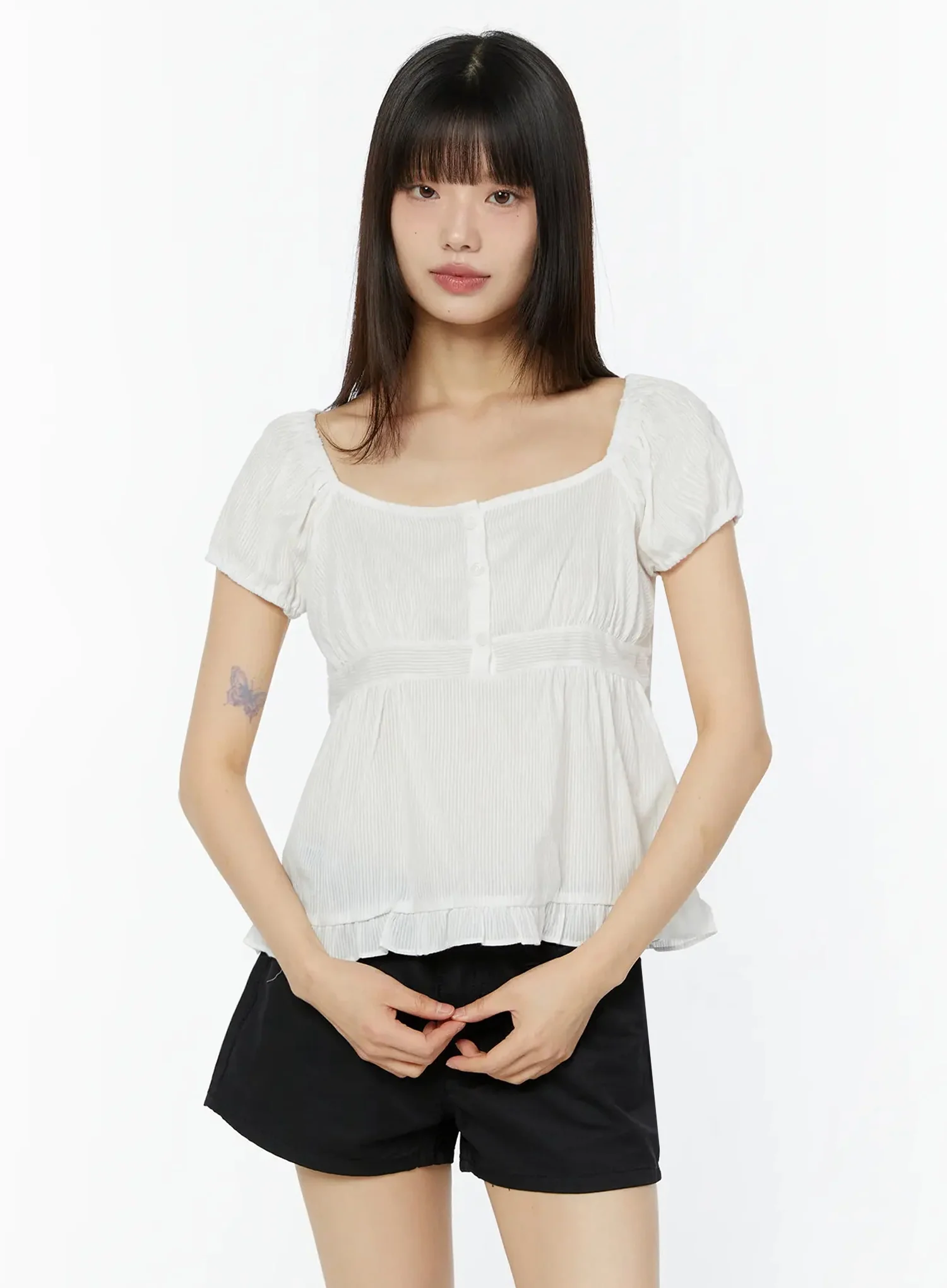 Square Neck Ruffle Blouse IU518 - Image 11