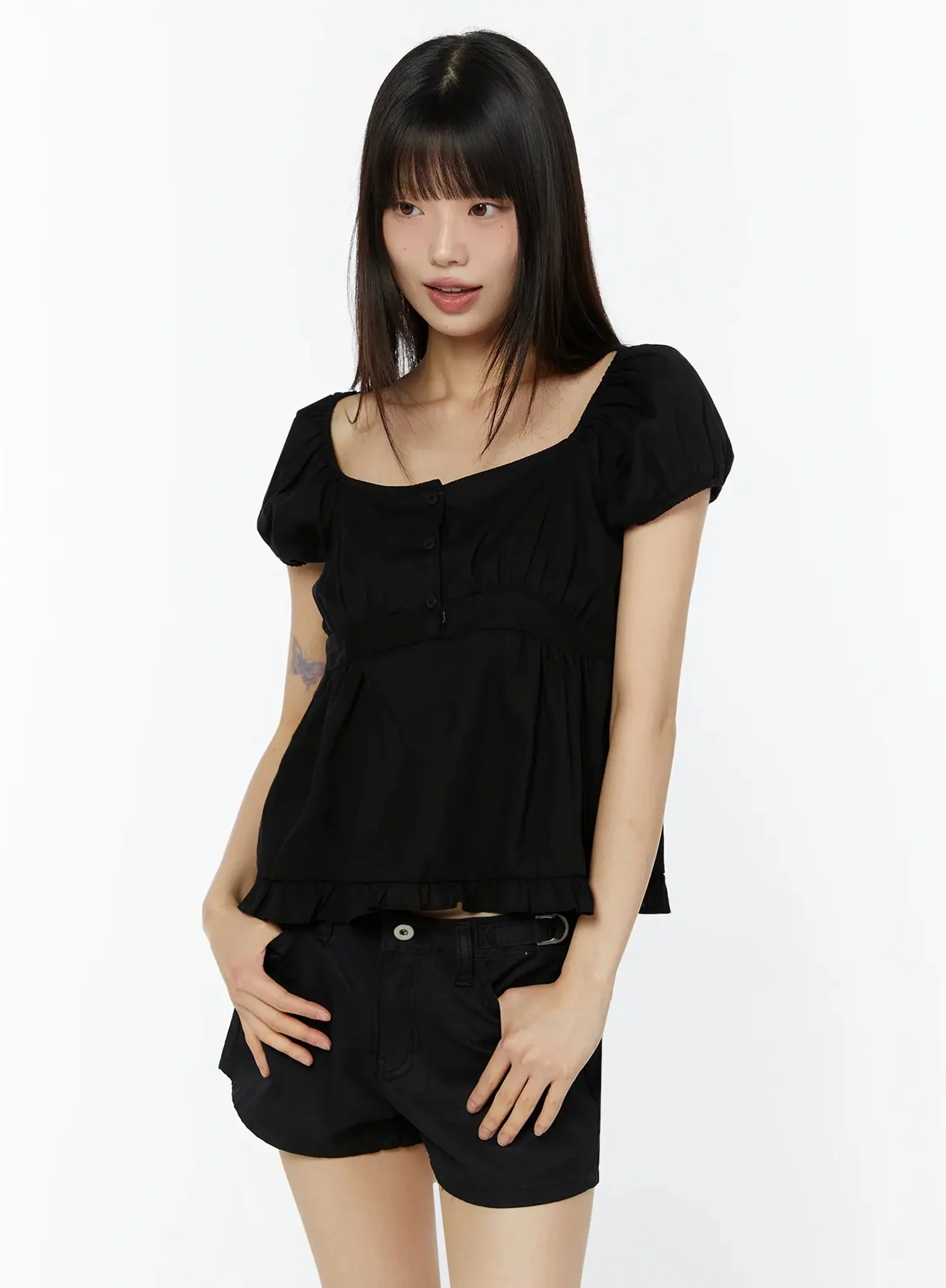 Square Neck Ruffle Blouse IU518 - Image 12