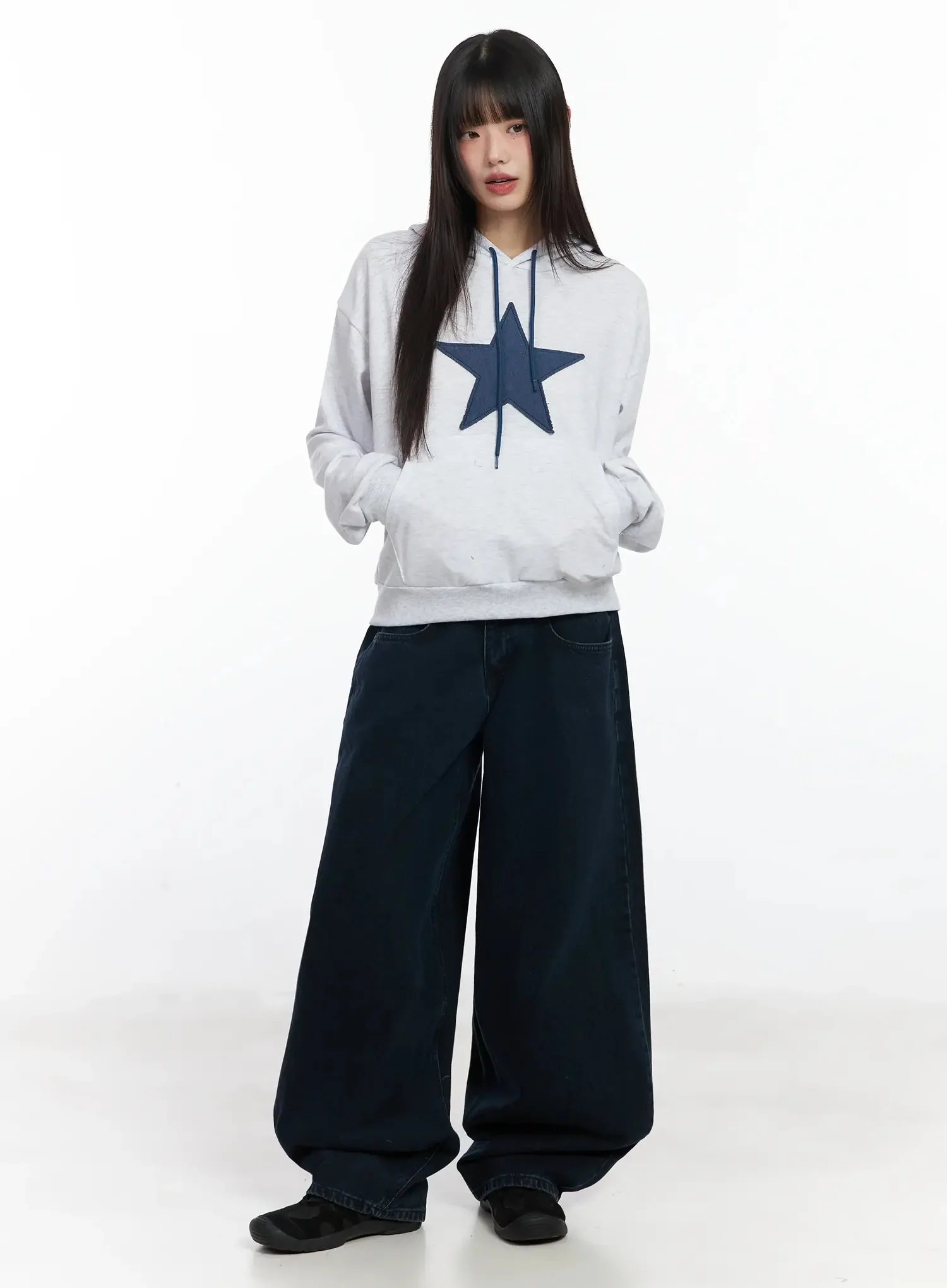 Star Patch Cotton Hoodie IF505 - Image 6