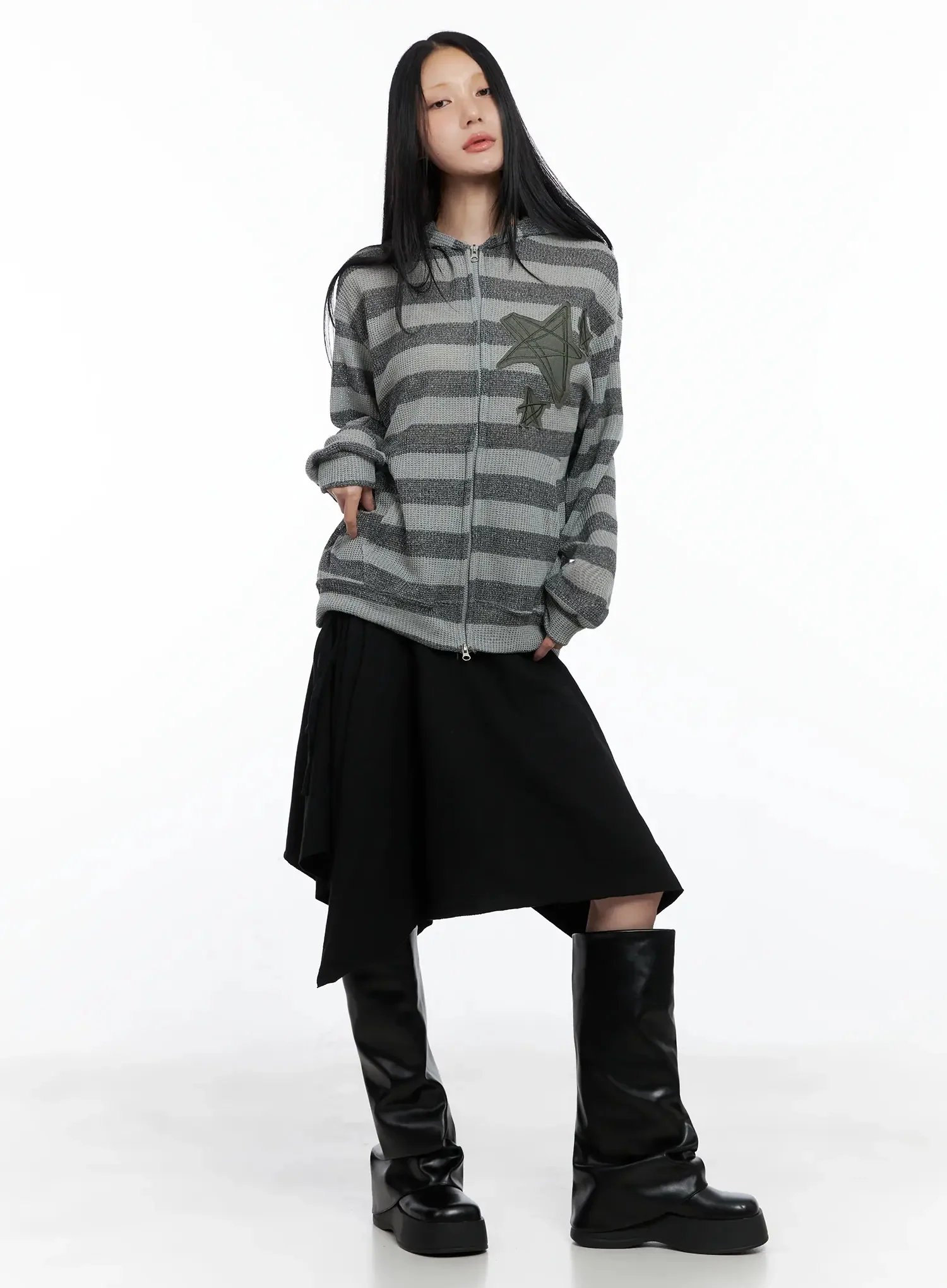 Star Patch Striped Zip-Up IS525 - Image 14
