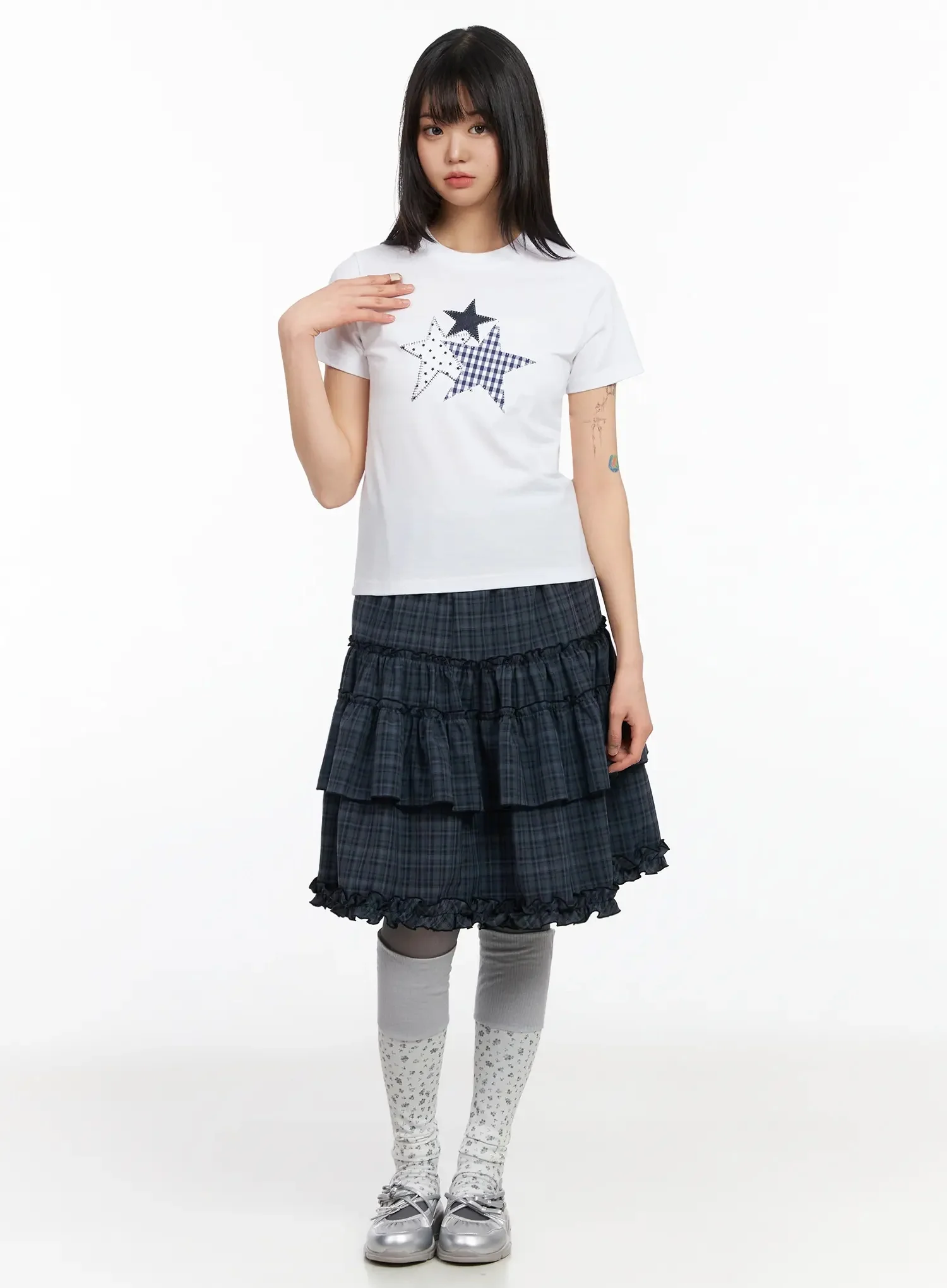 Star Patchwork Crop Top IA523 - Image 5