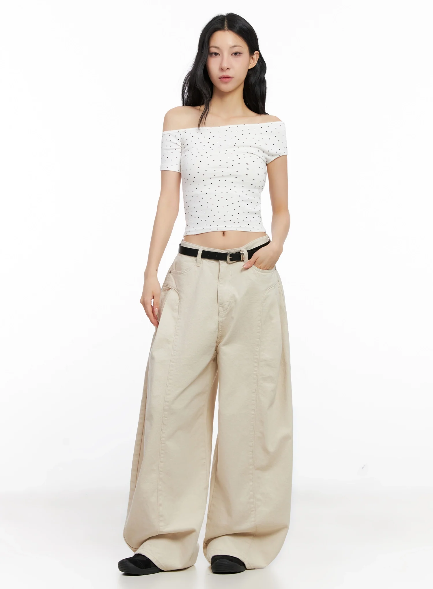 Star Print Off-Shoulder Crop Top IG508 - Image 10