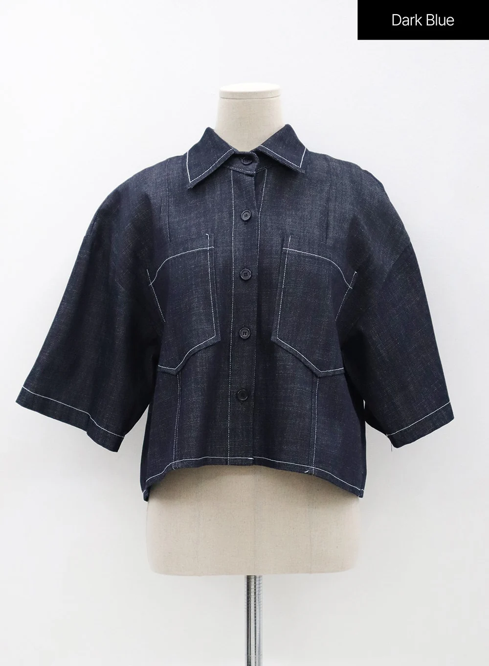 Stitch Denim Set-Up Blouse with Pocket OG23 - Image 15