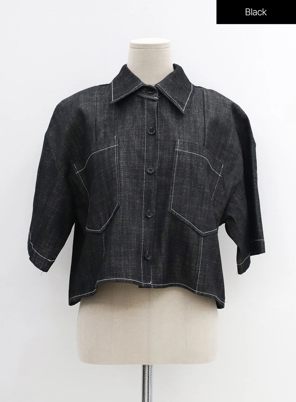 Stitch Denim Set-Up Blouse with Pocket OG23 - Image 17