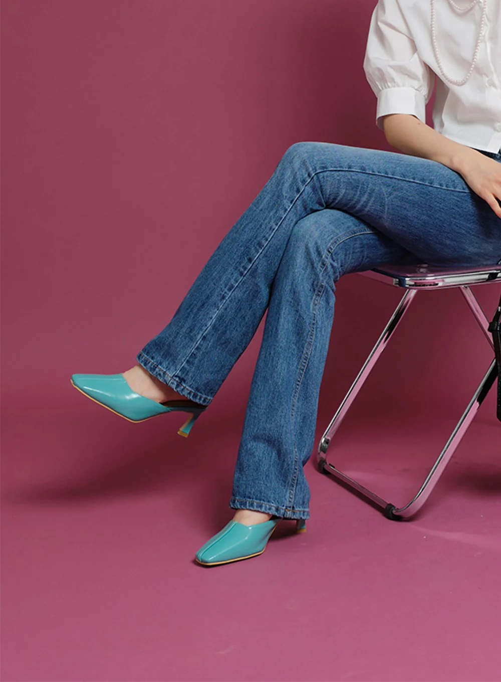 Stitch Detail Heeled Mules OY23 - Image 5