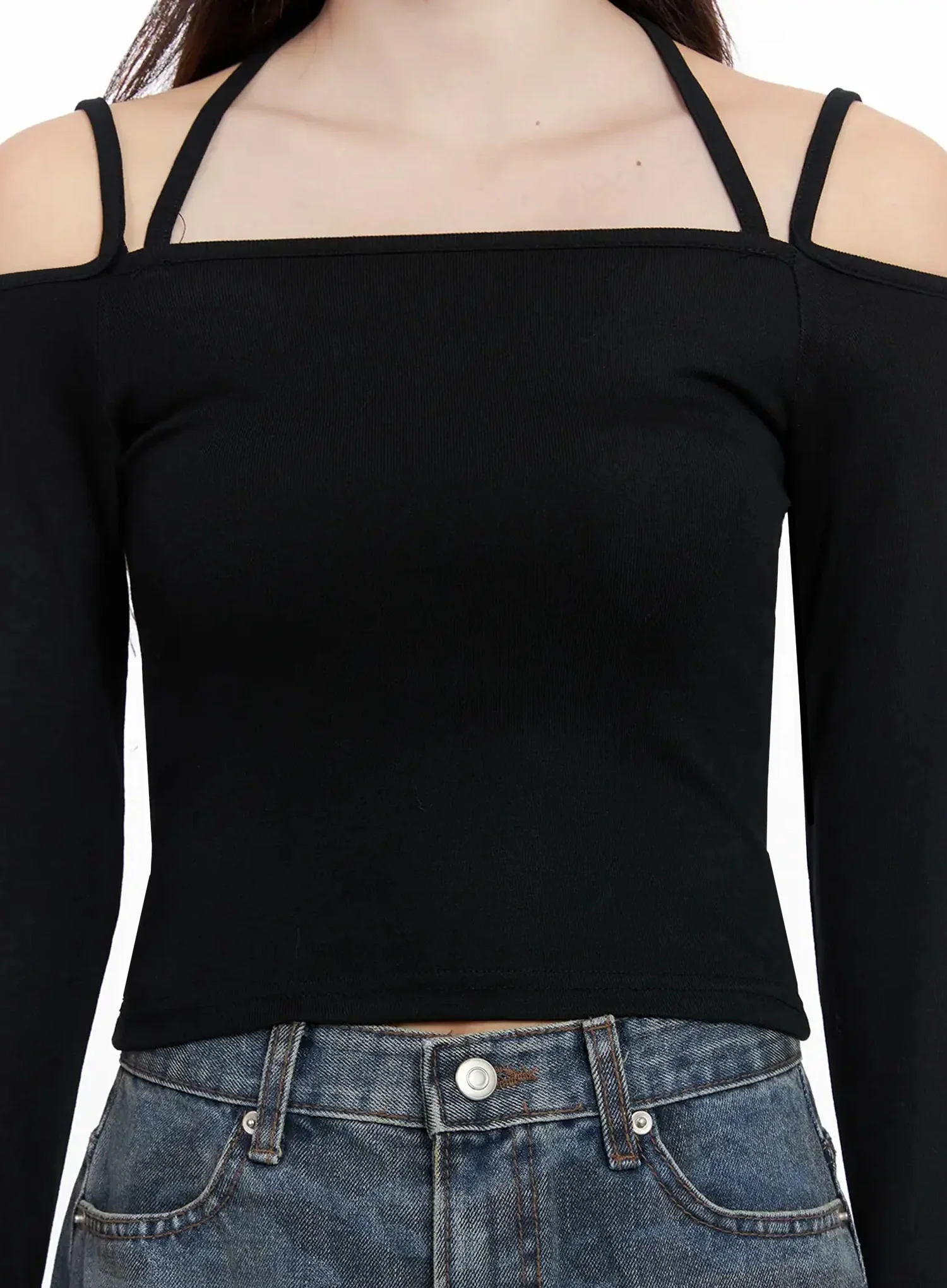Strap Halter Off-Shoulder Top IN514 - Image 4