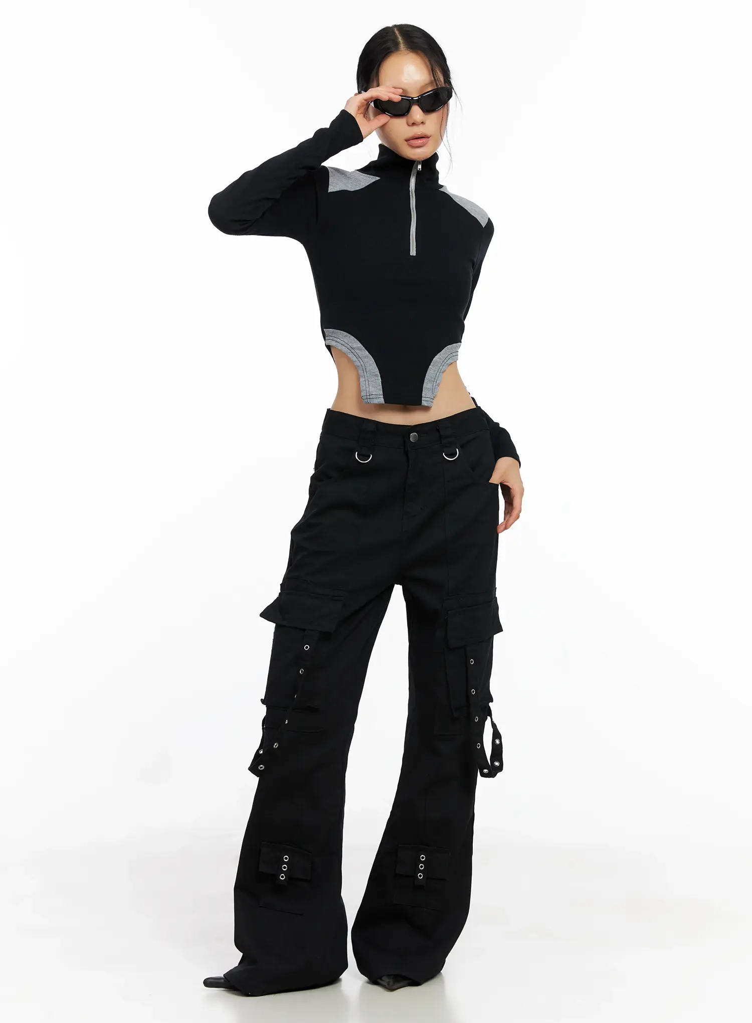 Strap Utility Flare Trousers CO528 - Image 2