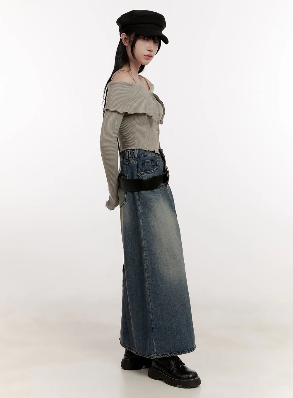Strapped Off-Shoulder Long-Sleeve Crop Top CJ529 - Image 3
