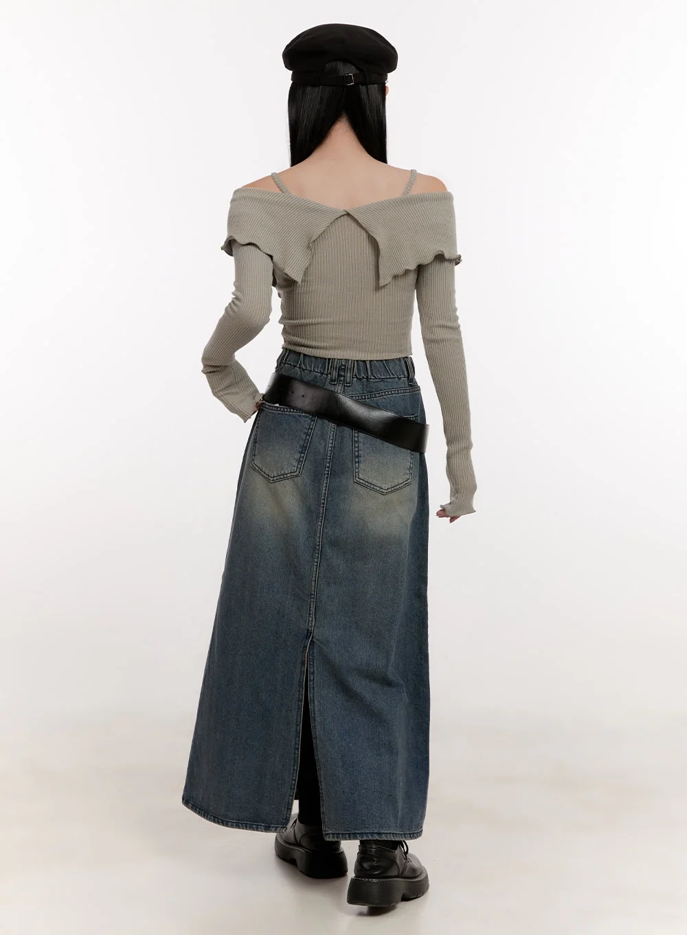 Strapped Off-Shoulder Long-Sleeve Crop Top CJ529 - Image 4