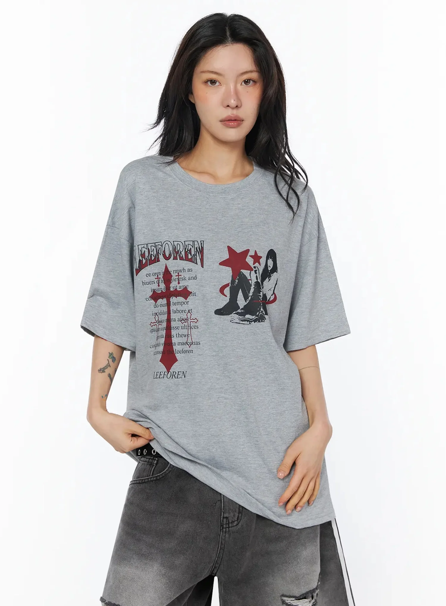 Street Graphic Oversized T-Shirt IU508 - Image 10