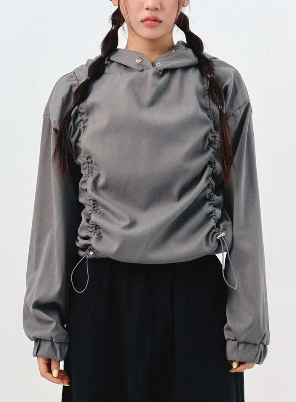 String Detail Hooded Sweatshirt IS304 - Image 2