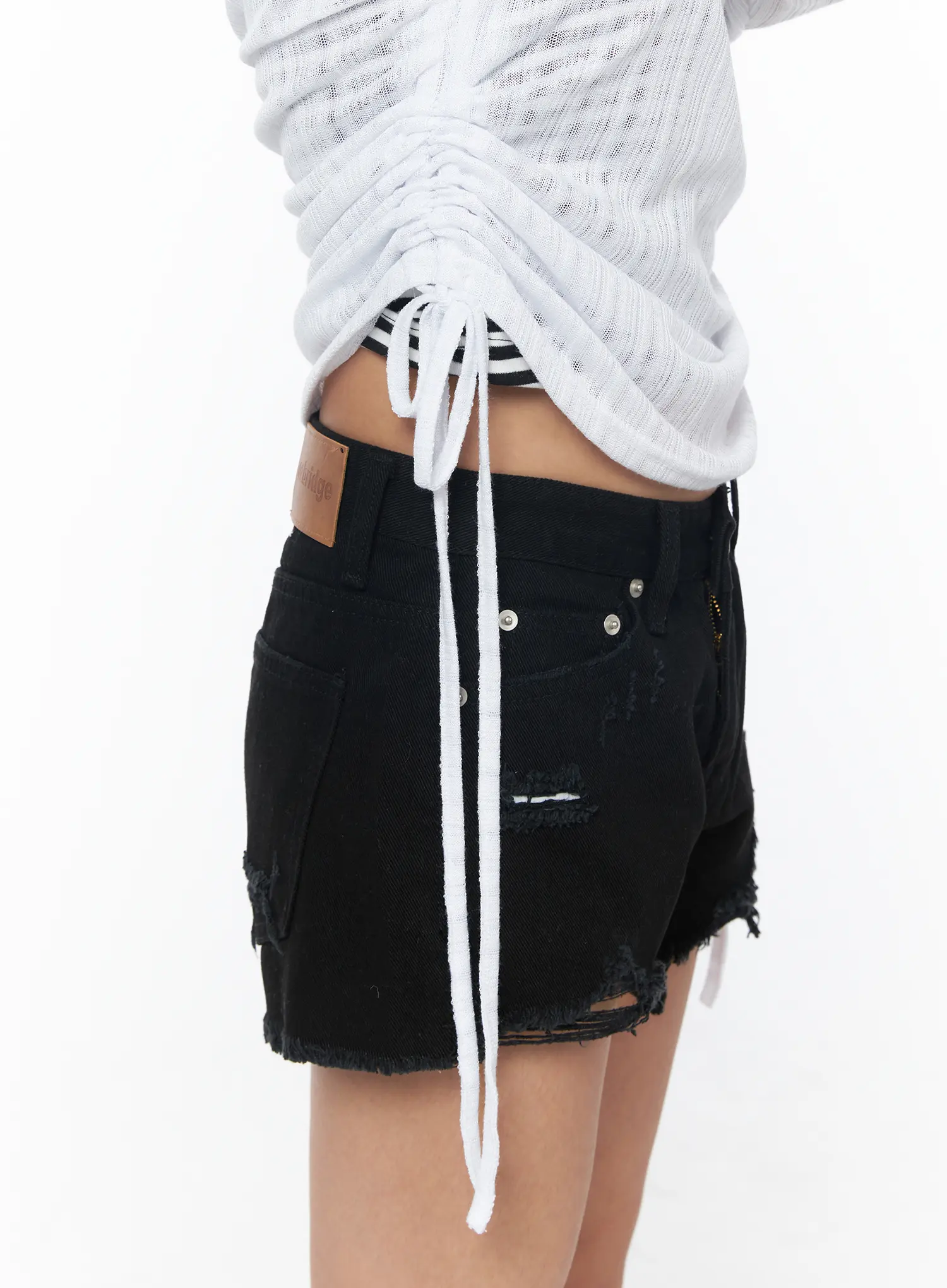 String Detail See-Through Long Sleeve Tee CU502 - Image 5