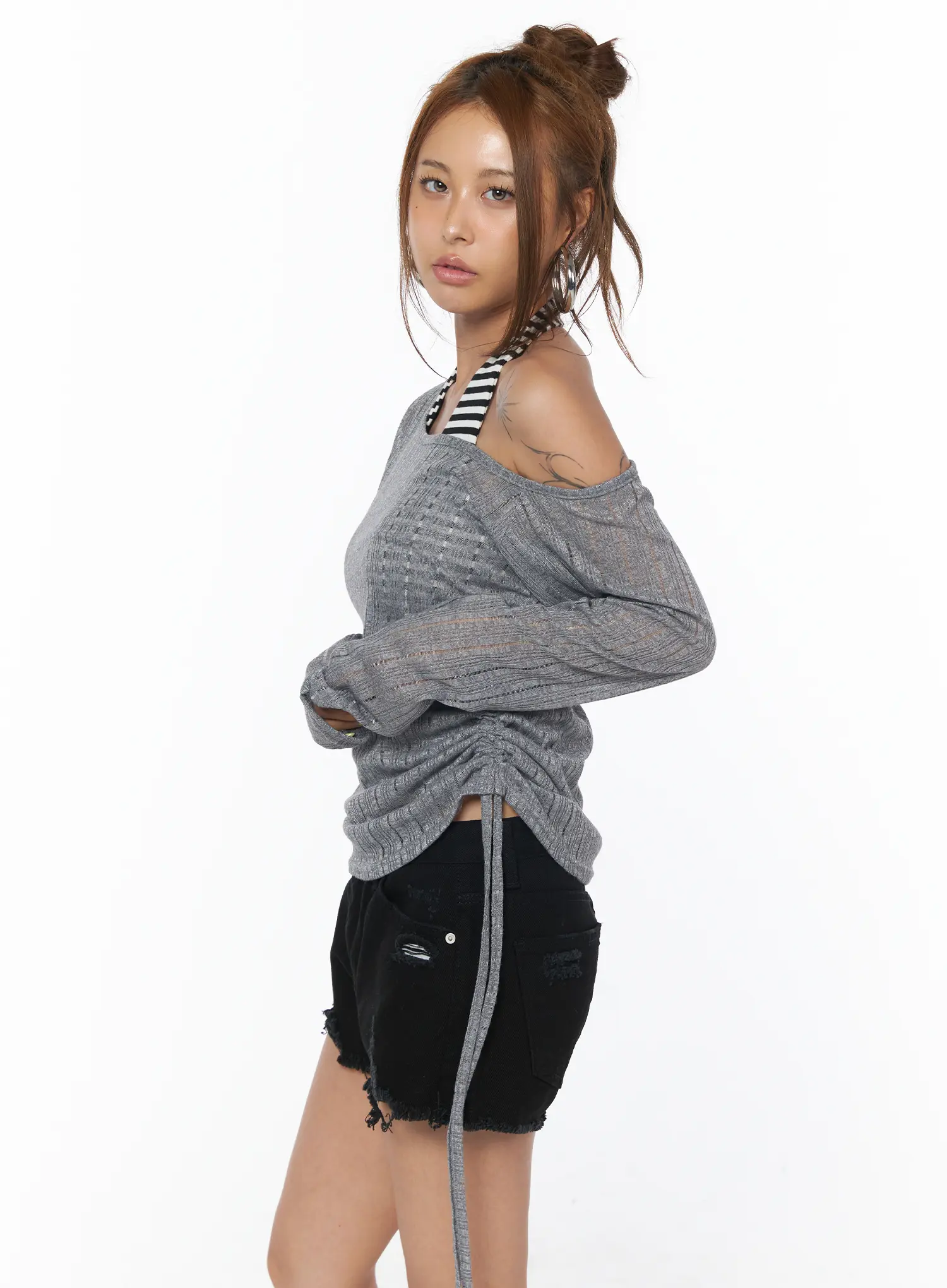 String Detail See-Through Long Sleeve Tee CU502 - Image 6