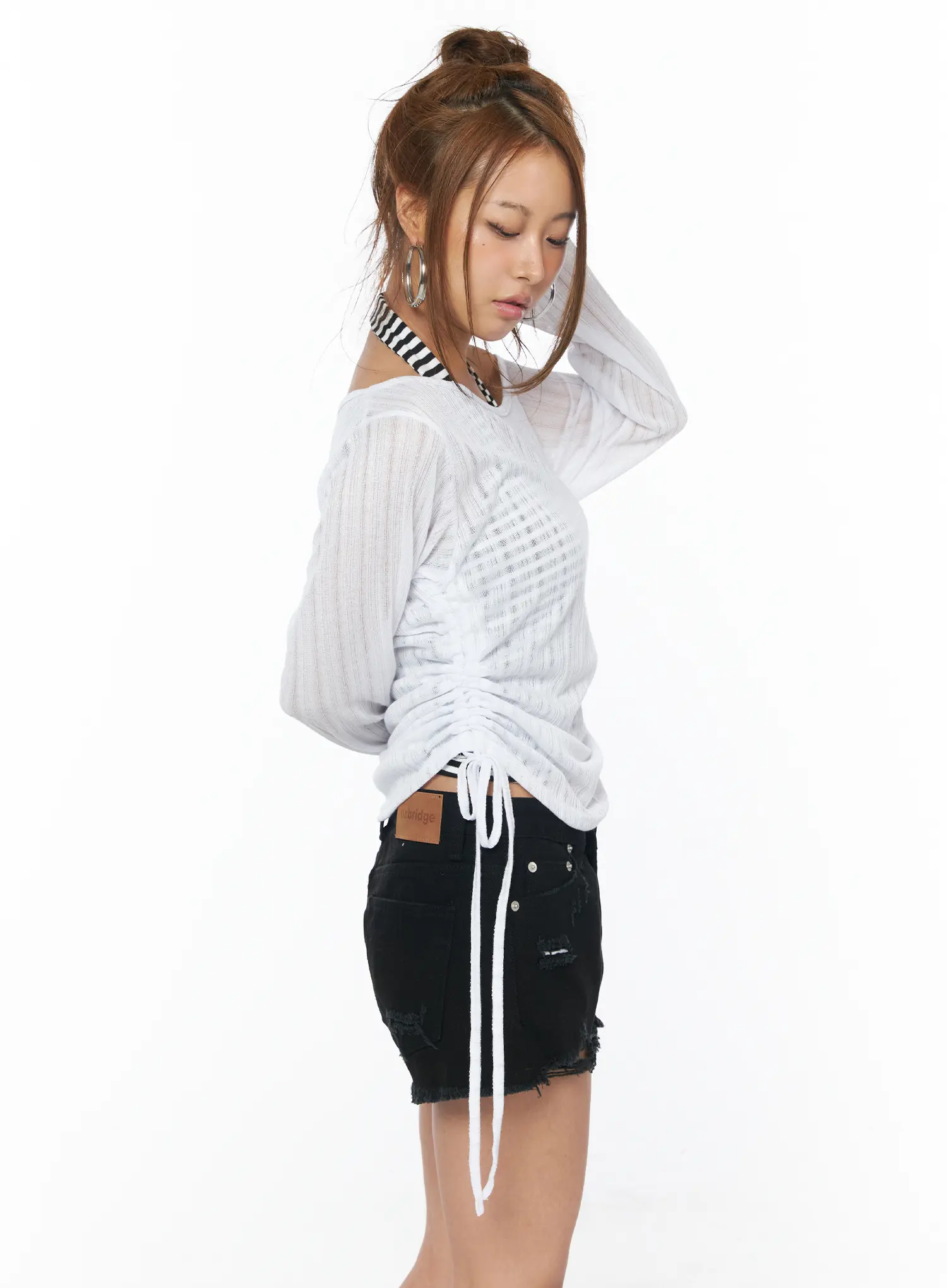 String Detail See-Through Long Sleeve Tee CU502 - Image 7